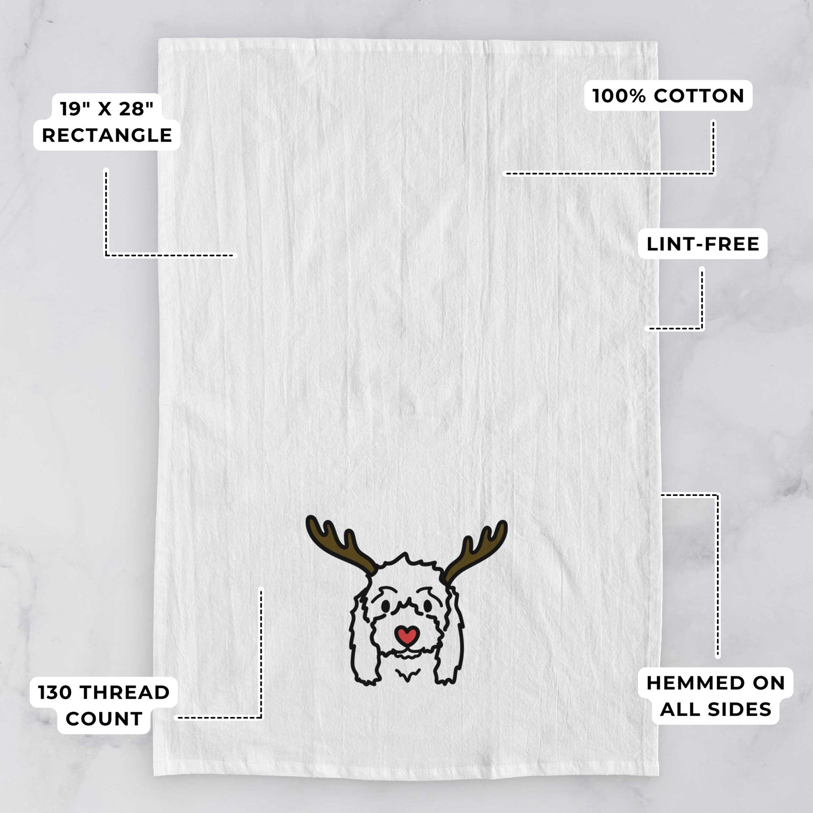 Red Nose Coton de Tulear - Sophie - Tea Towel