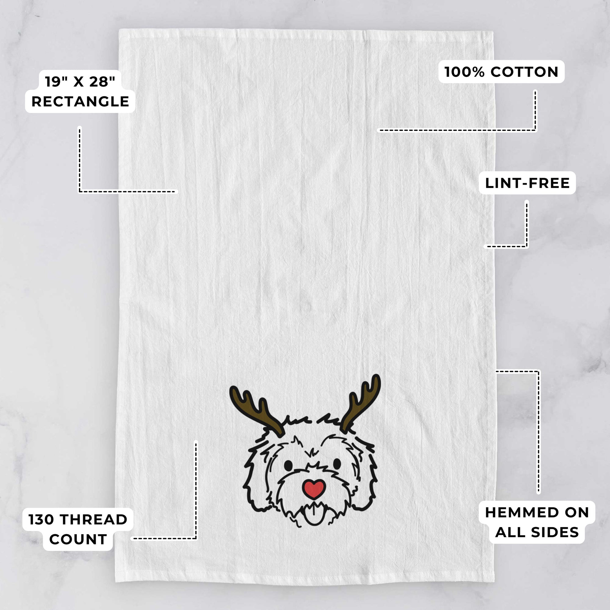 Red Nose Cockapoo - Sprinkles - Tea Towel