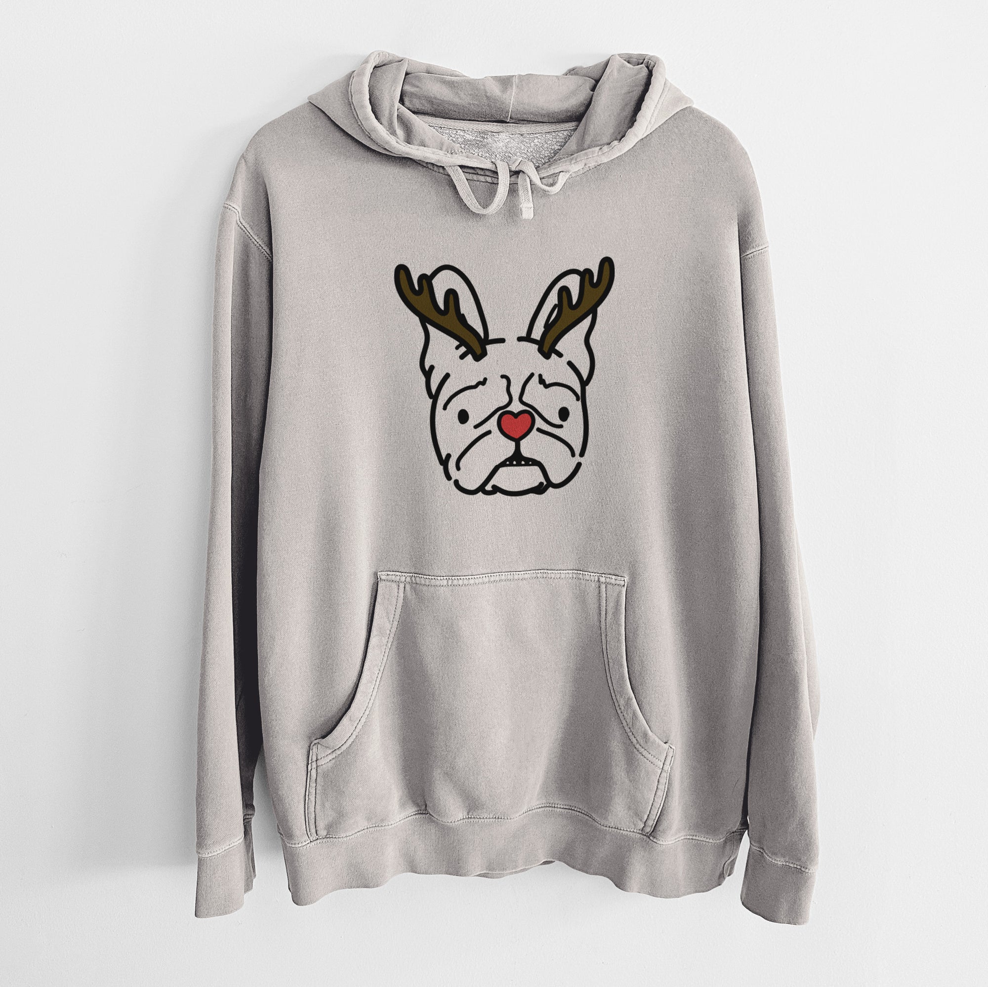 Red Nose French Bulldog - Squishy - Unisex Pigment Dyed Hoodie