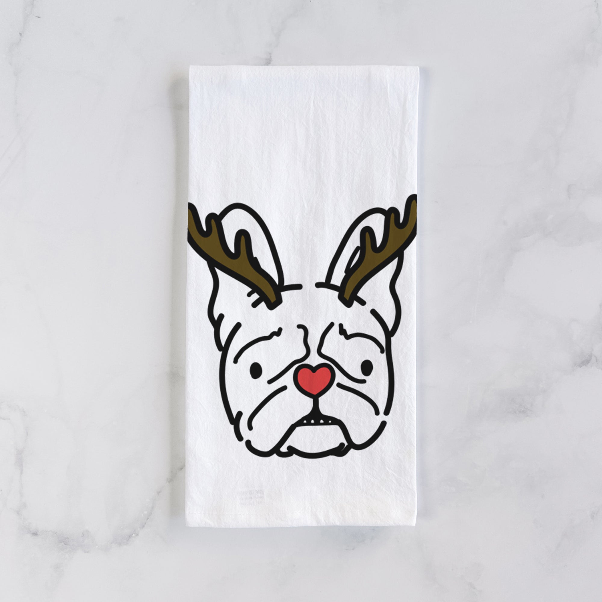 Red Nose French Bulldog - Squishy - Tea Towel