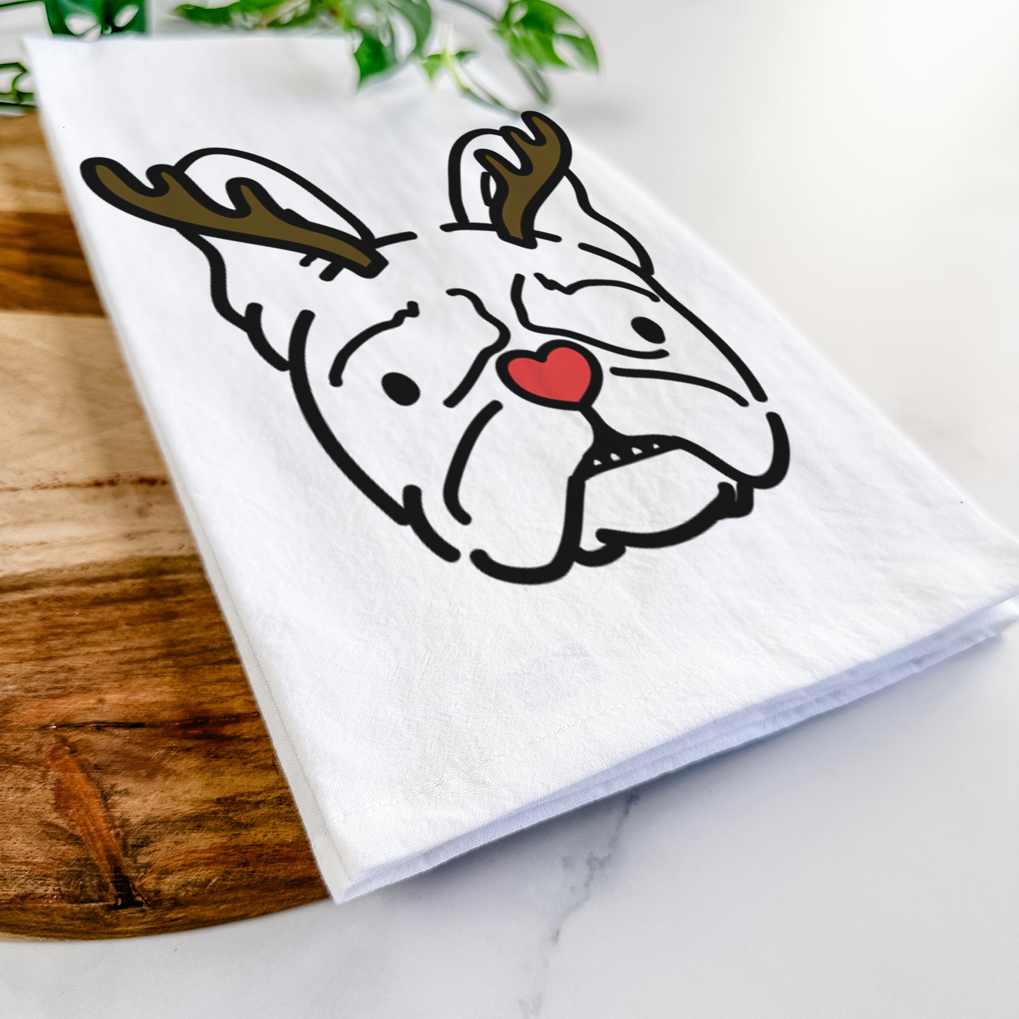 Red Nose French Bulldog - Squishy - Tea Towel