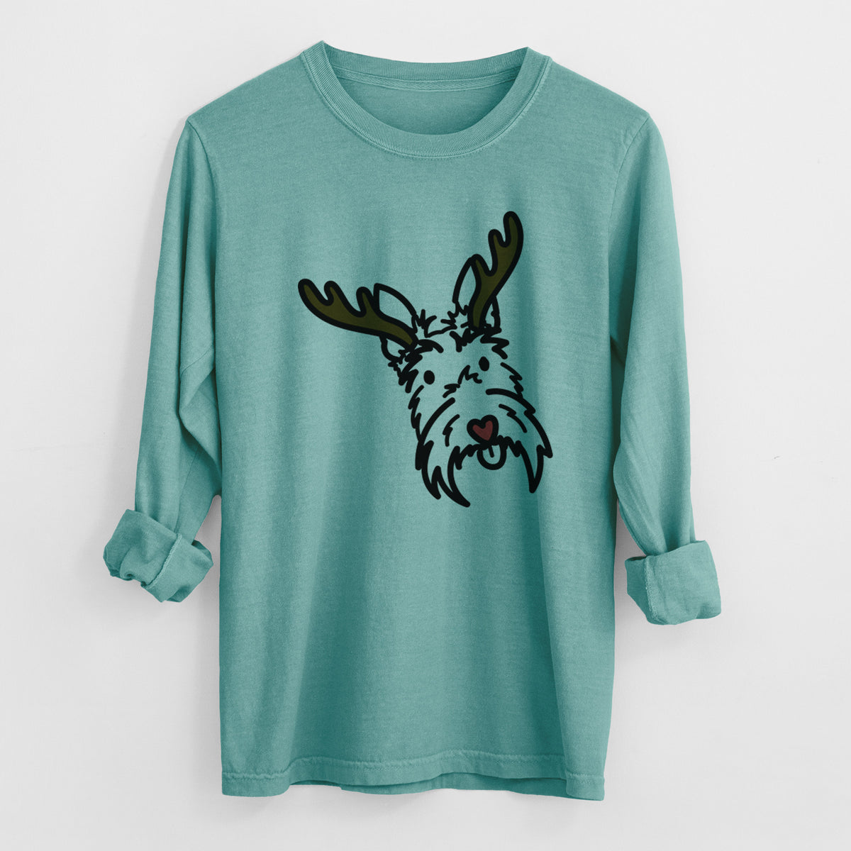 Red Nose Scottish Terrier - Thistle - Heavyweight 100% Cotton Long Sleeve