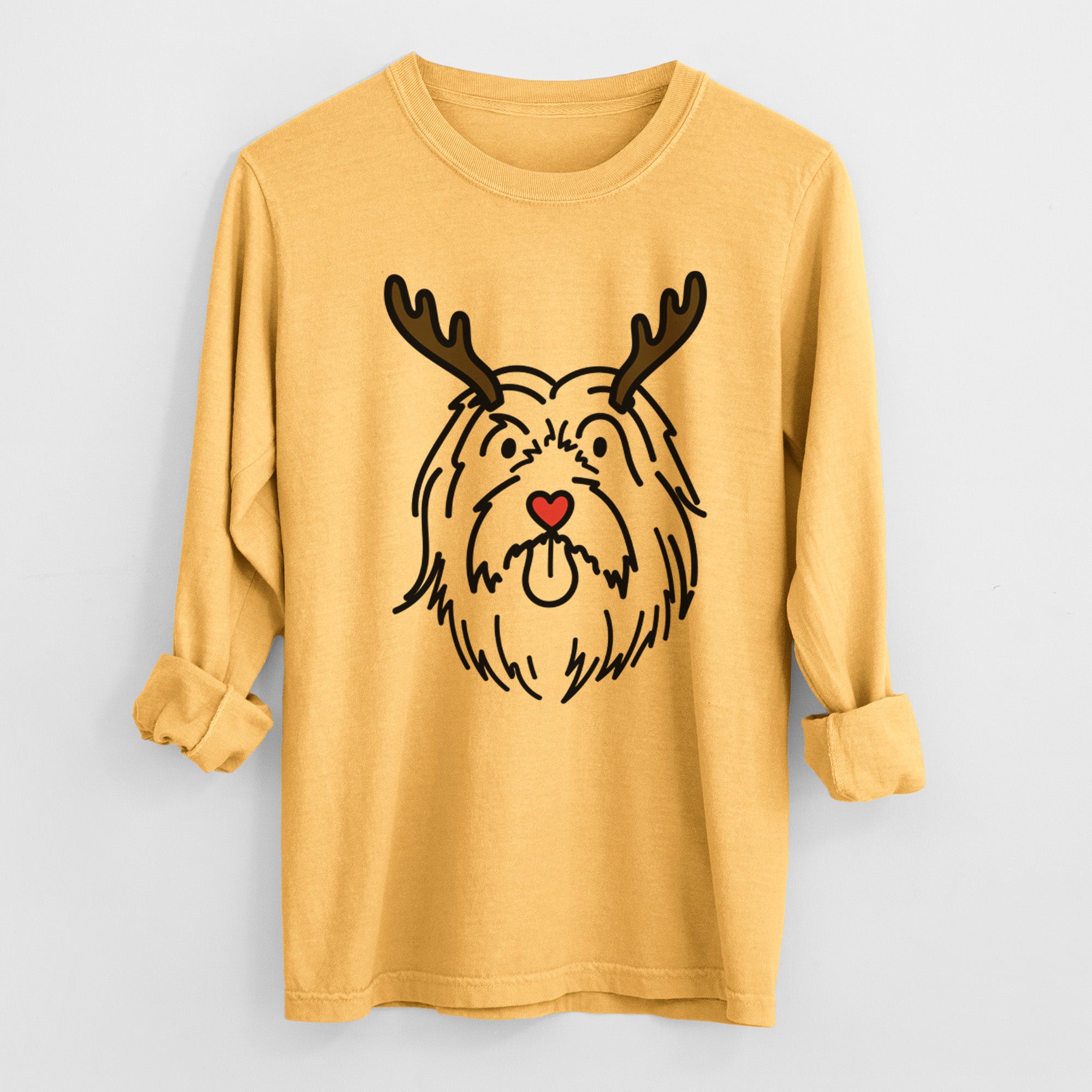 Red Nose Bearded Collie - Tucker - Heavyweight 100% Cotton Long Sleeve