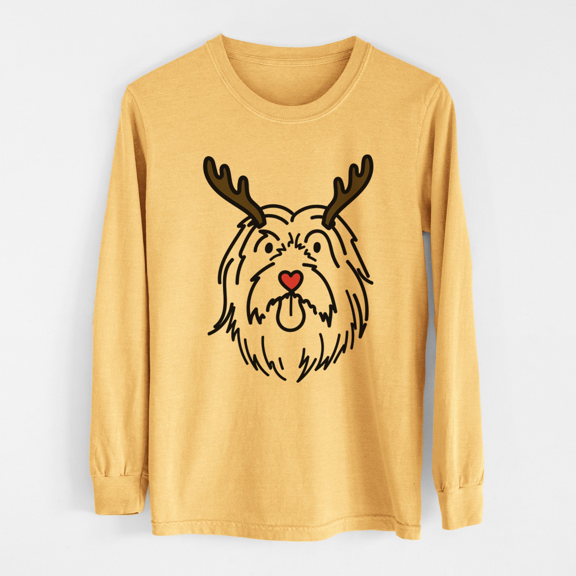 Red Nose Bearded Collie - Tucker - Heavyweight 100% Cotton Long Sleeve