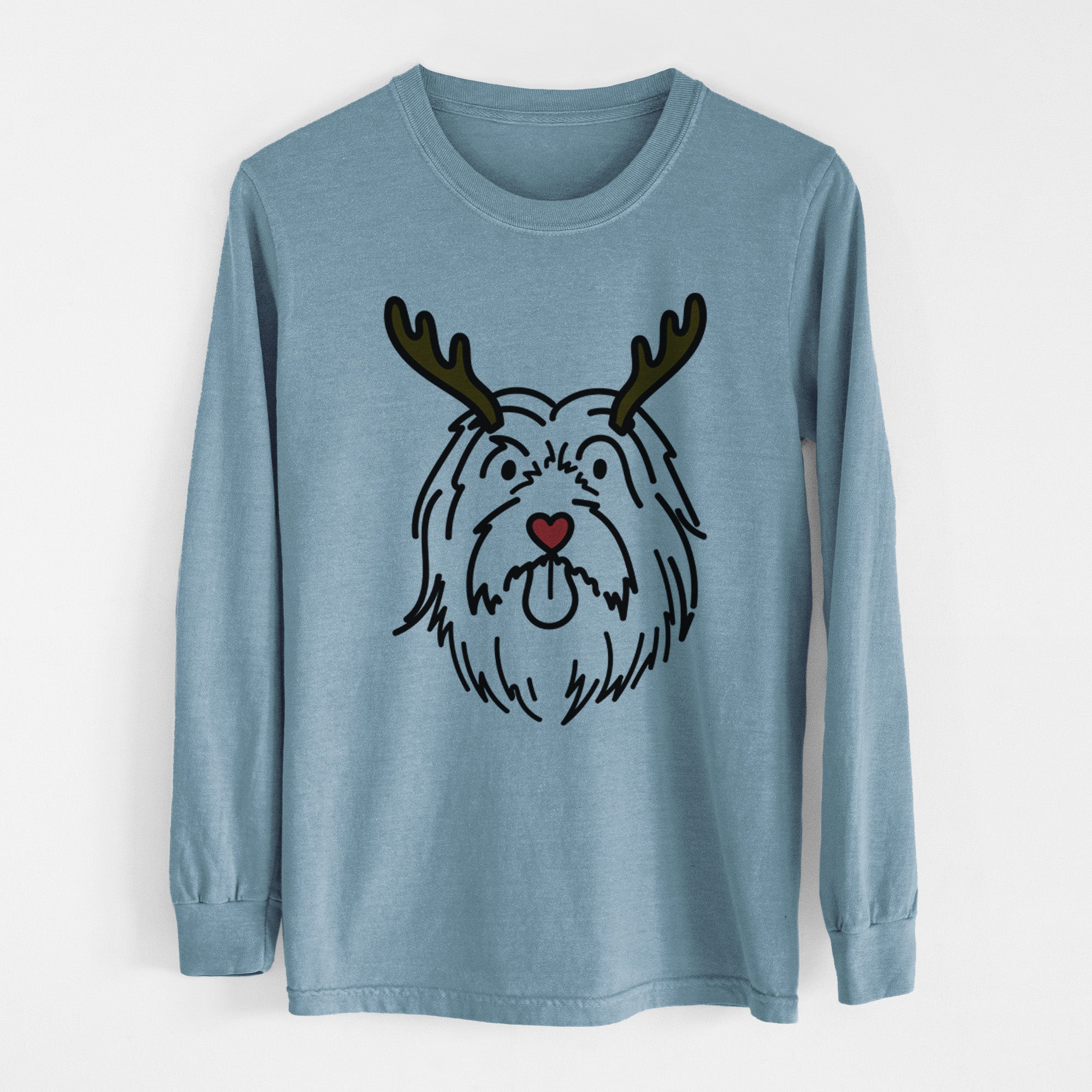 Red Nose Bearded Collie - Tucker - Heavyweight 100% Cotton Long Sleeve