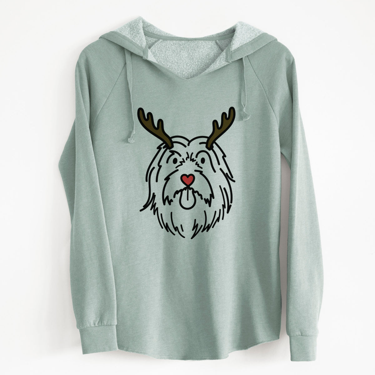 Red Nose Bearded Collie - Tucker - Cali Wave Hooded Sweatshirt