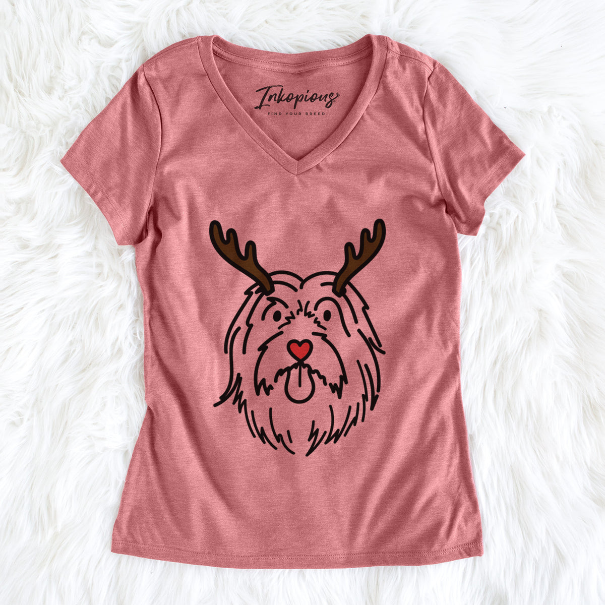 Red Nose Bearded Collie - Tucker - Women's Perfect V-neck Shirt