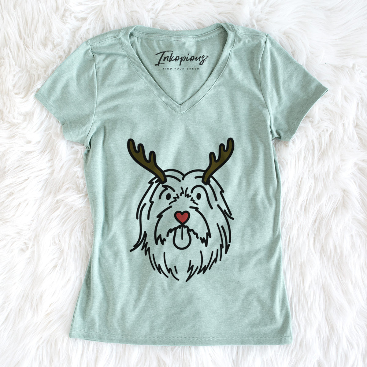 Red Nose Bearded Collie - Tucker - Women&#39;s Perfect V-neck Shirt