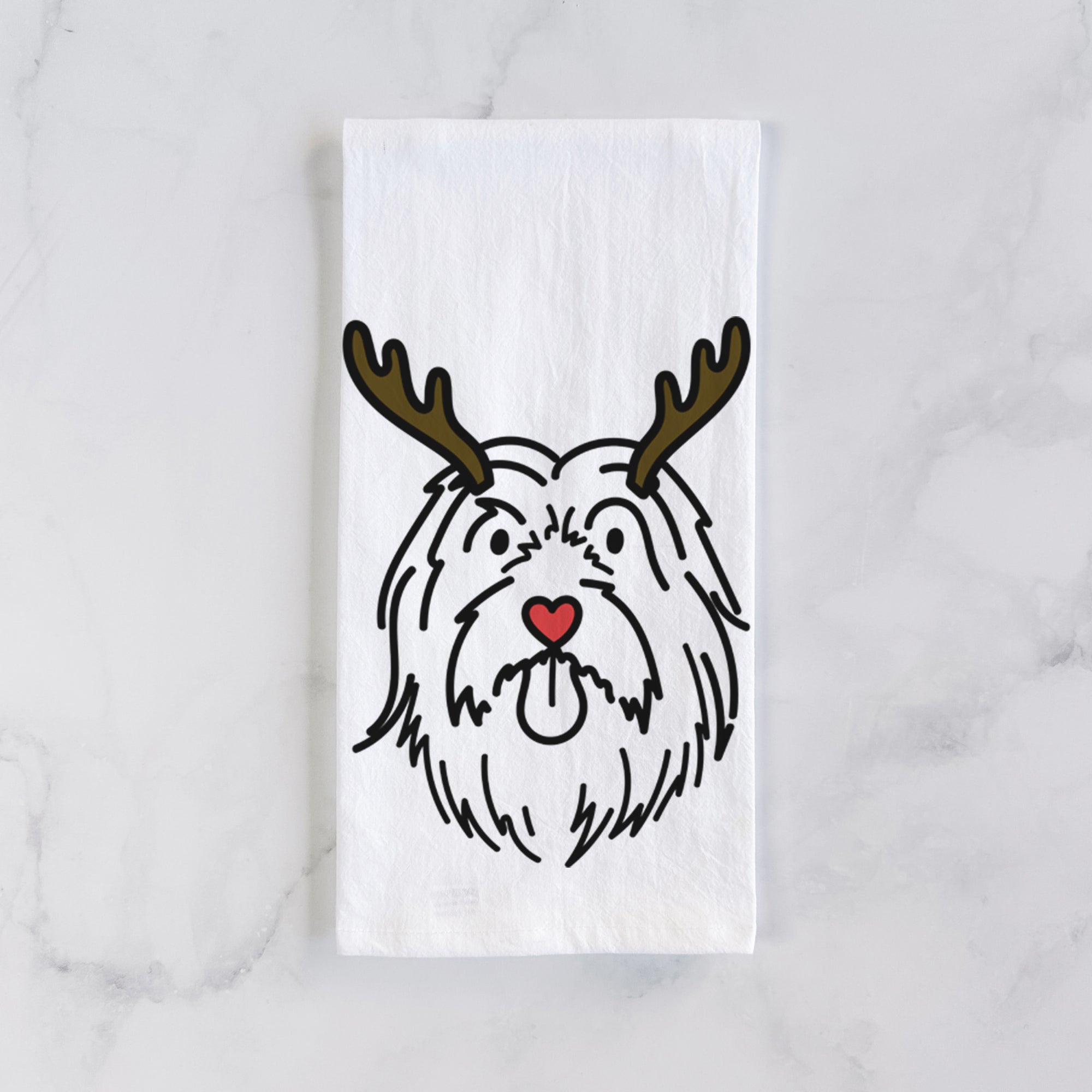 Red Nose Bearded Collie - Tucker - Tea Towel