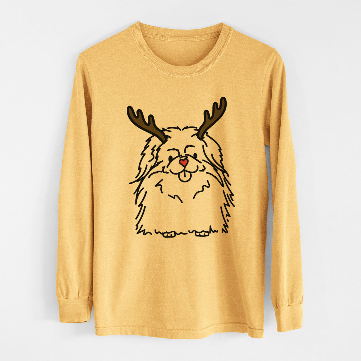 Red Nose Pekingese - Viv - Heavyweight 100% Cotton Long Sleeve