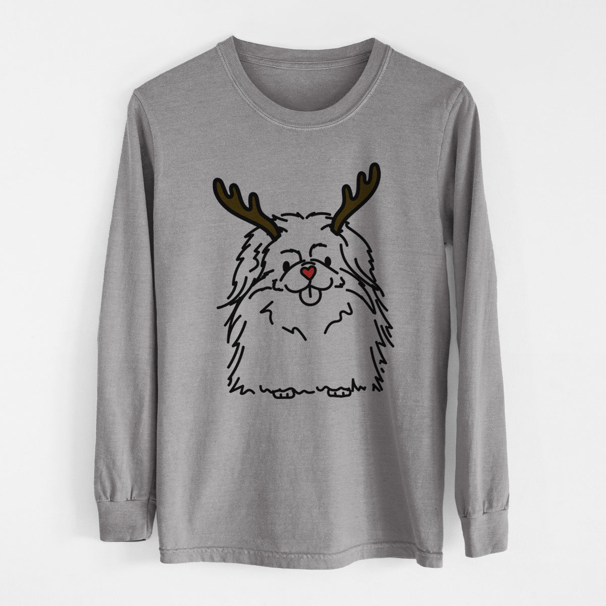 Red Nose Pekingese - Viv - Heavyweight 100% Cotton Long Sleeve