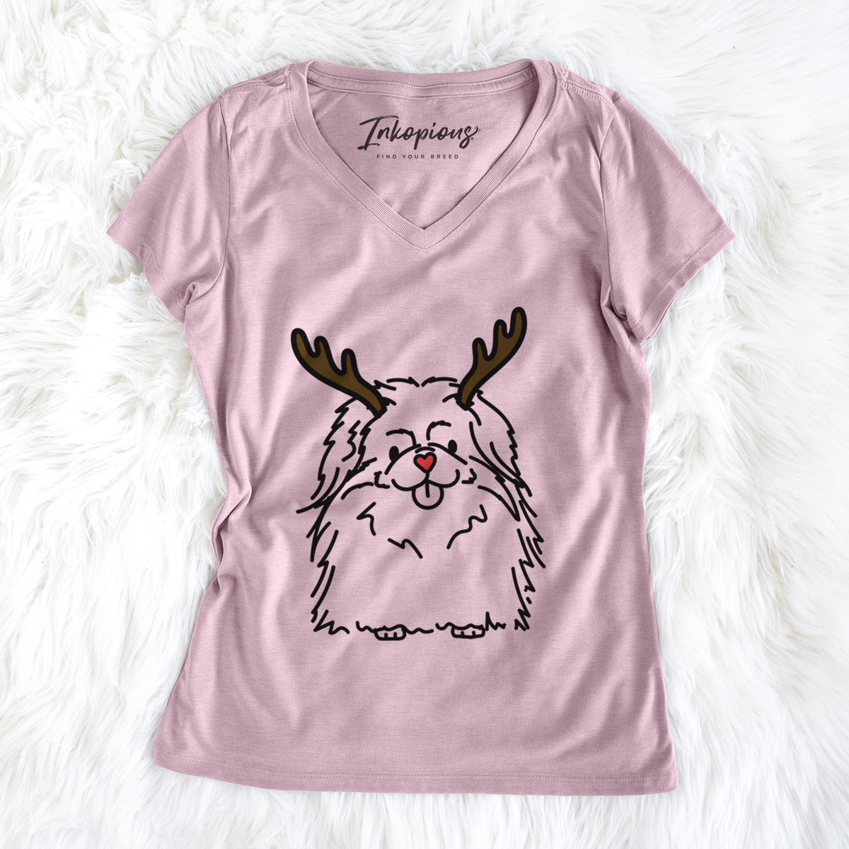 Red Nose Pekingese - Viv - Women's Perfect V-neck Shirt