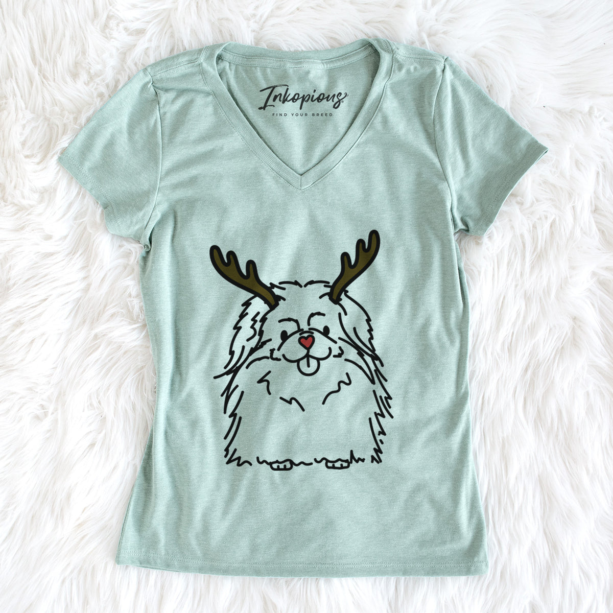 Red Nose Pekingese - Viv - Women's Perfect V-neck Shirt