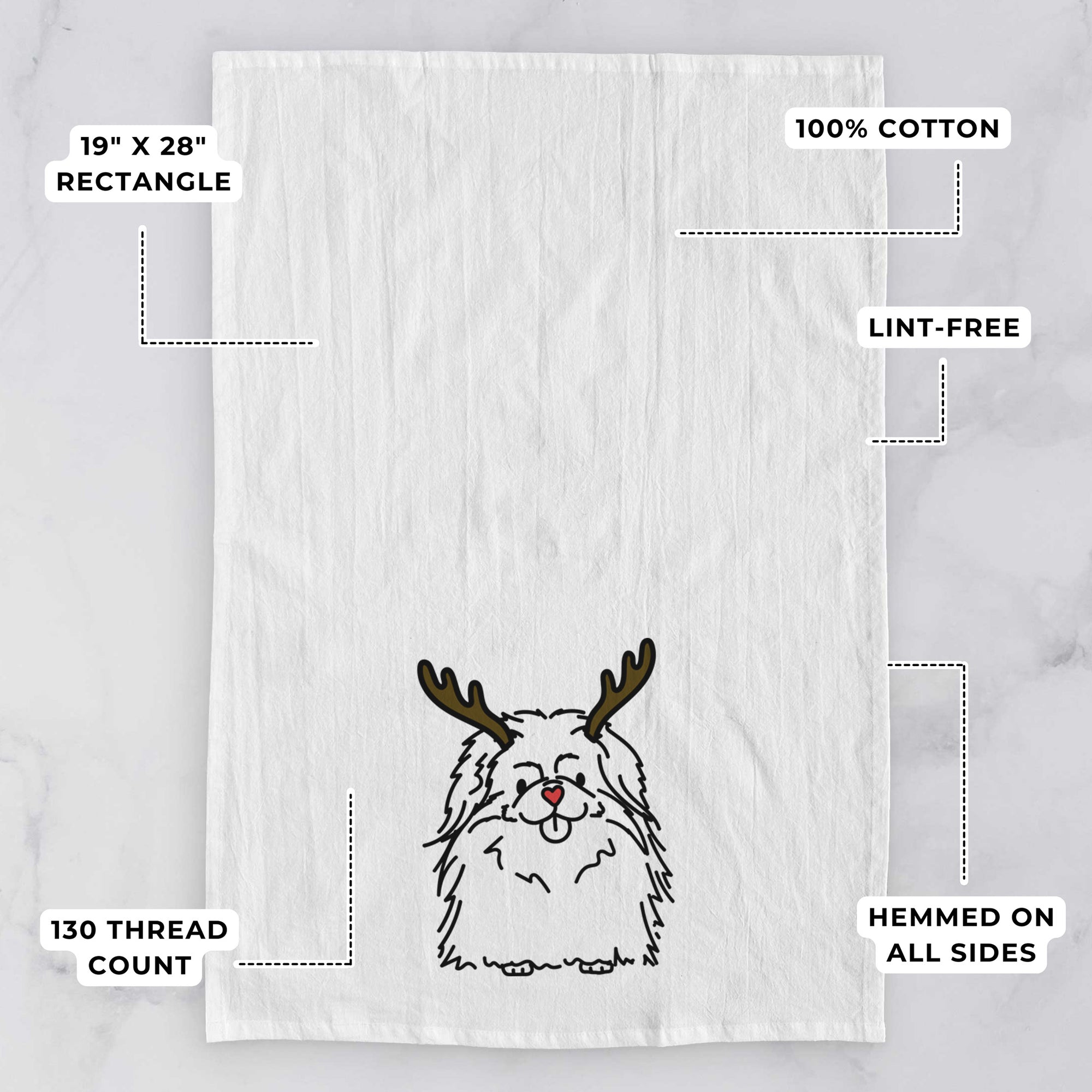 Red Nose Pekingese - Viv - Tea Towel