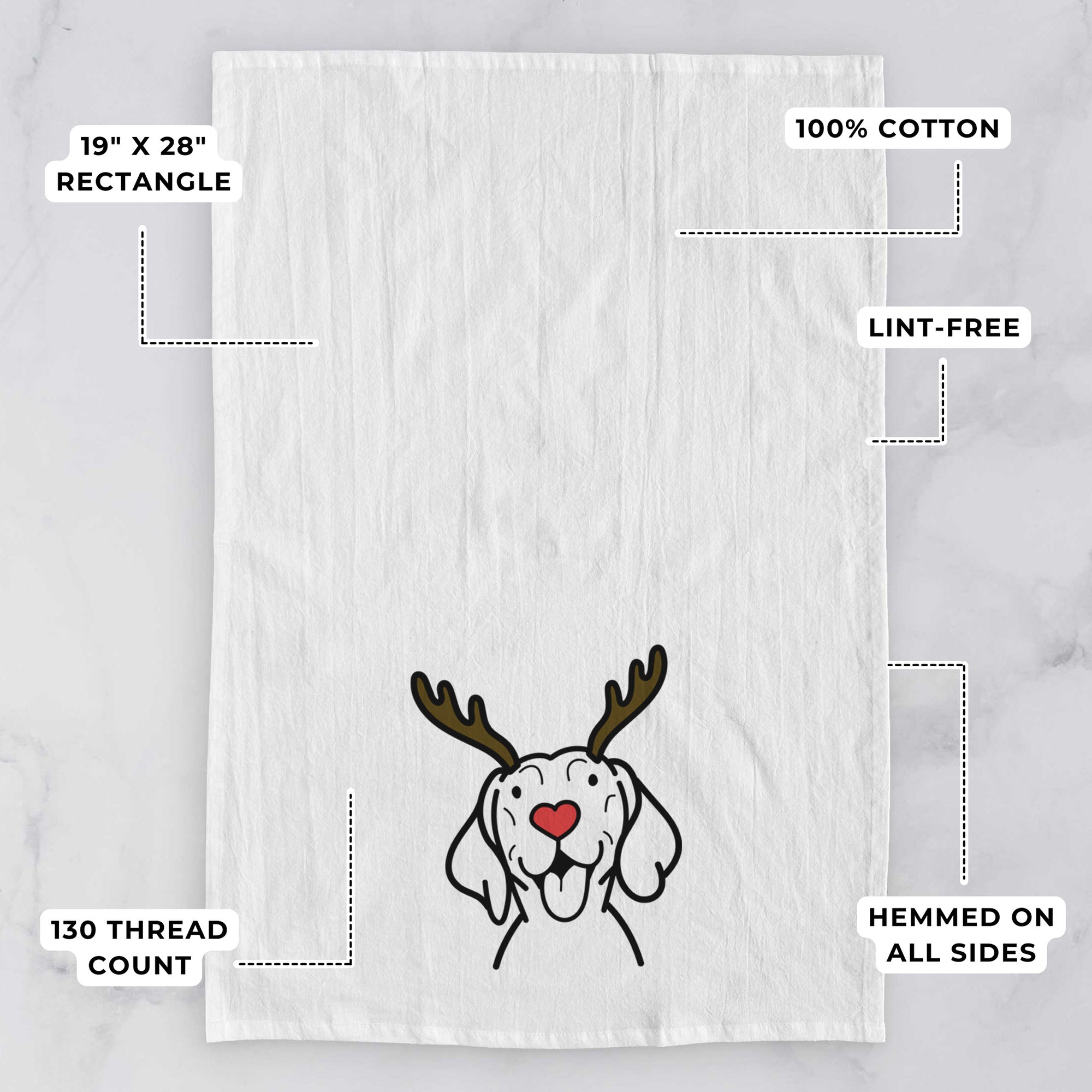 Red Nose Vizsla - Tea Towel