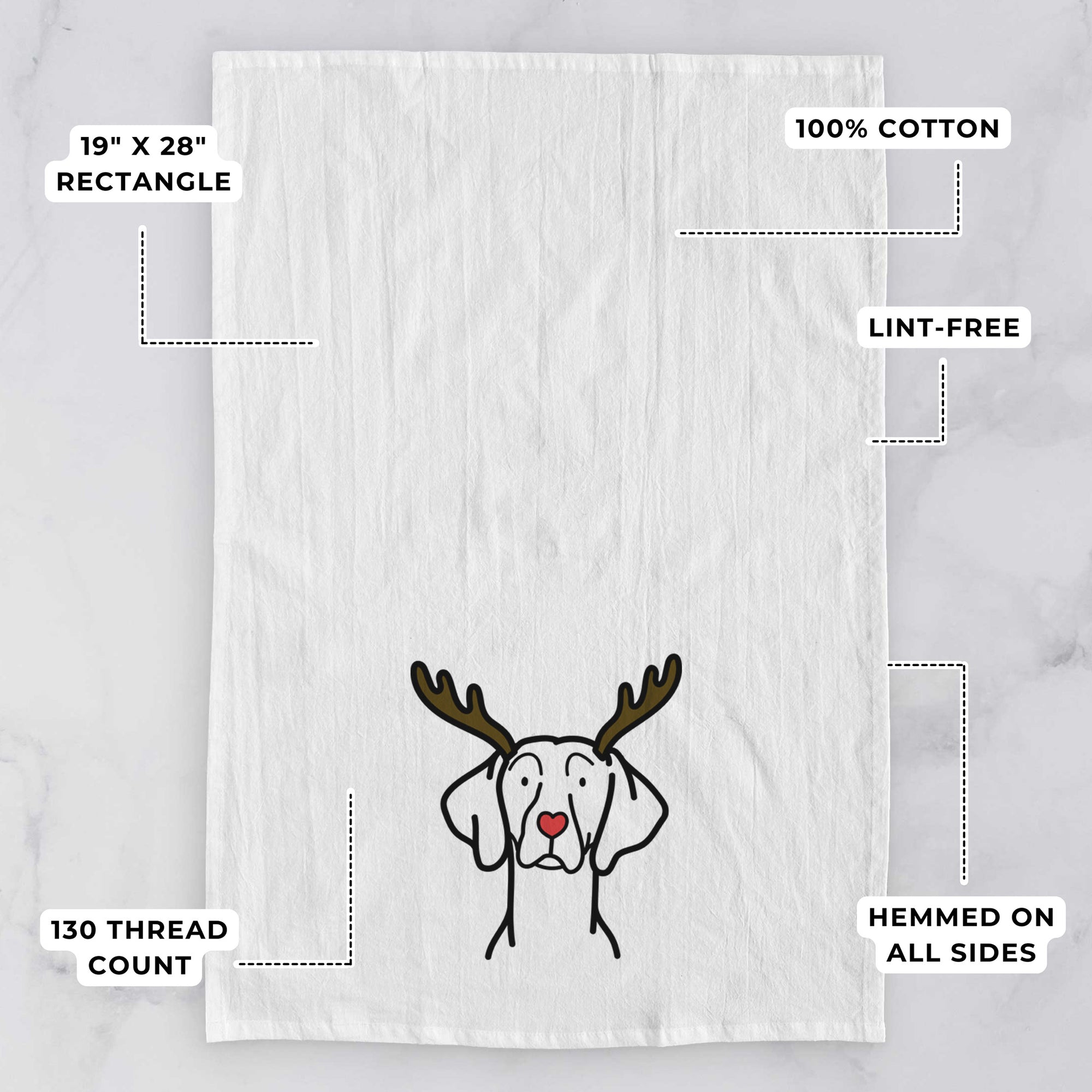 Red Nose Weimaraner - Tea Towel