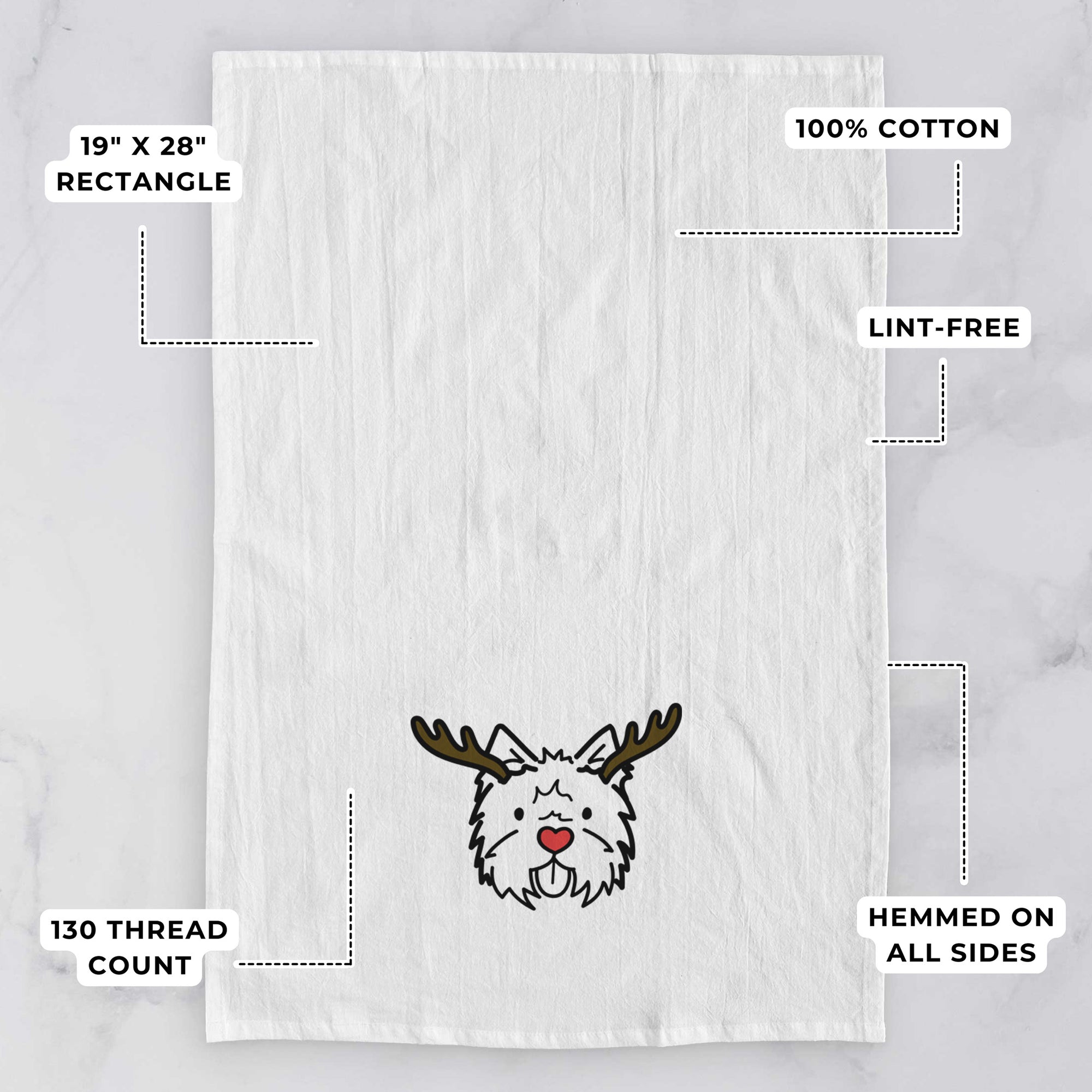 Red Nose West Highland Terrier - Tea Towel