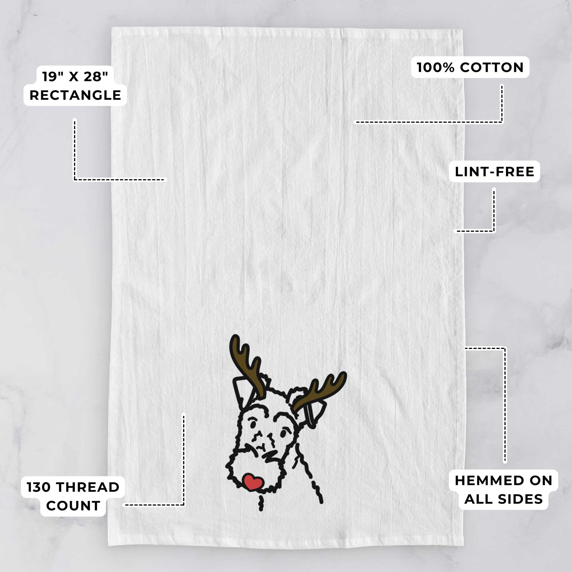 Red Nose Wire Fox Terrier - Tea Towel