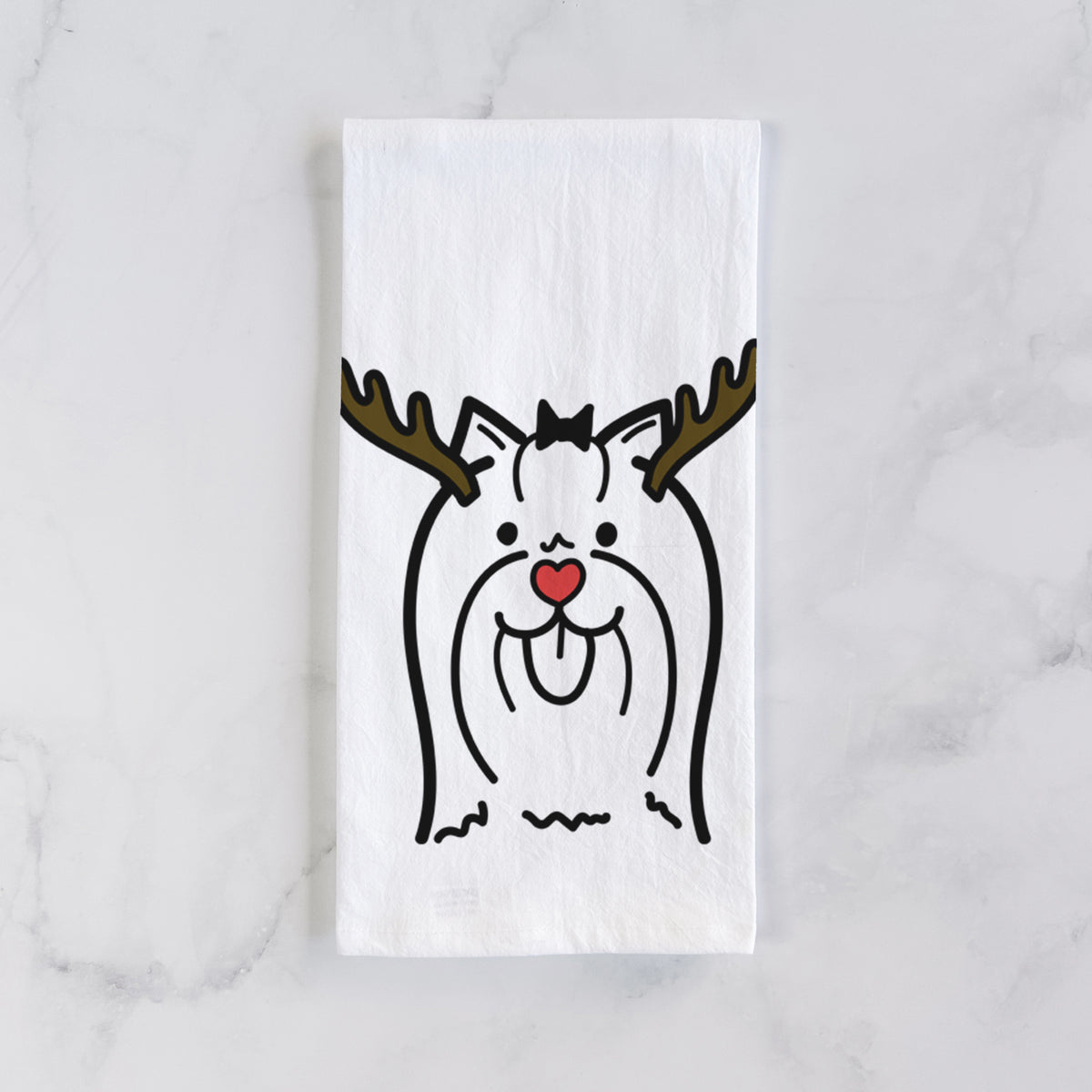 Red Nose Yorkshire Terrier - Tea Towel