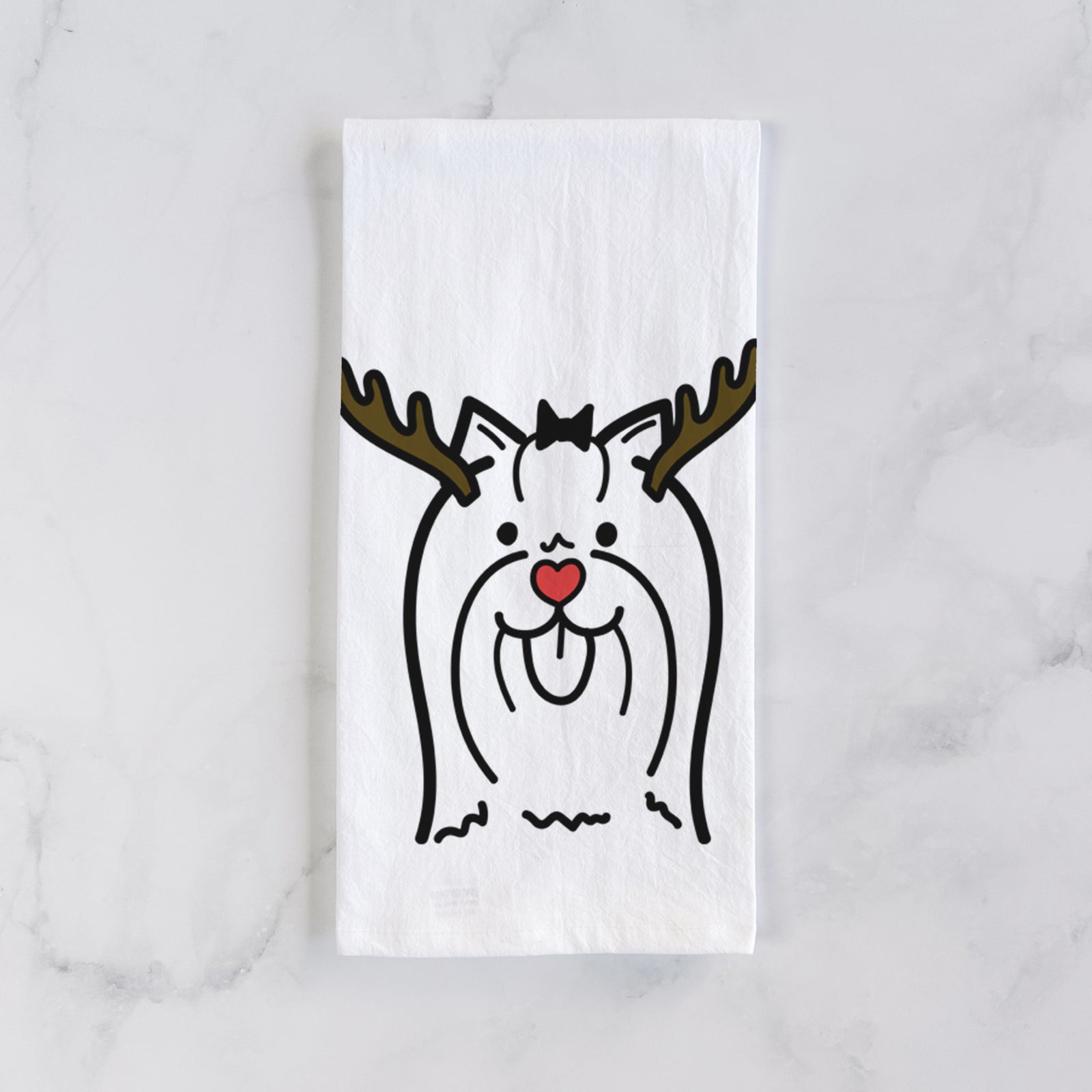 Red Nose Yorkshire Terrier - Tea Towel