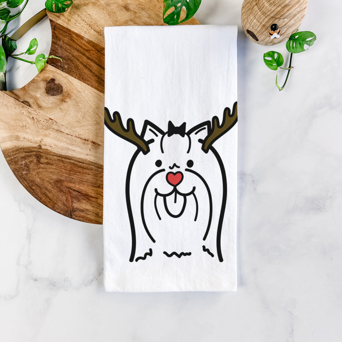 Red Nose Yorkshire Terrier - Tea Towel