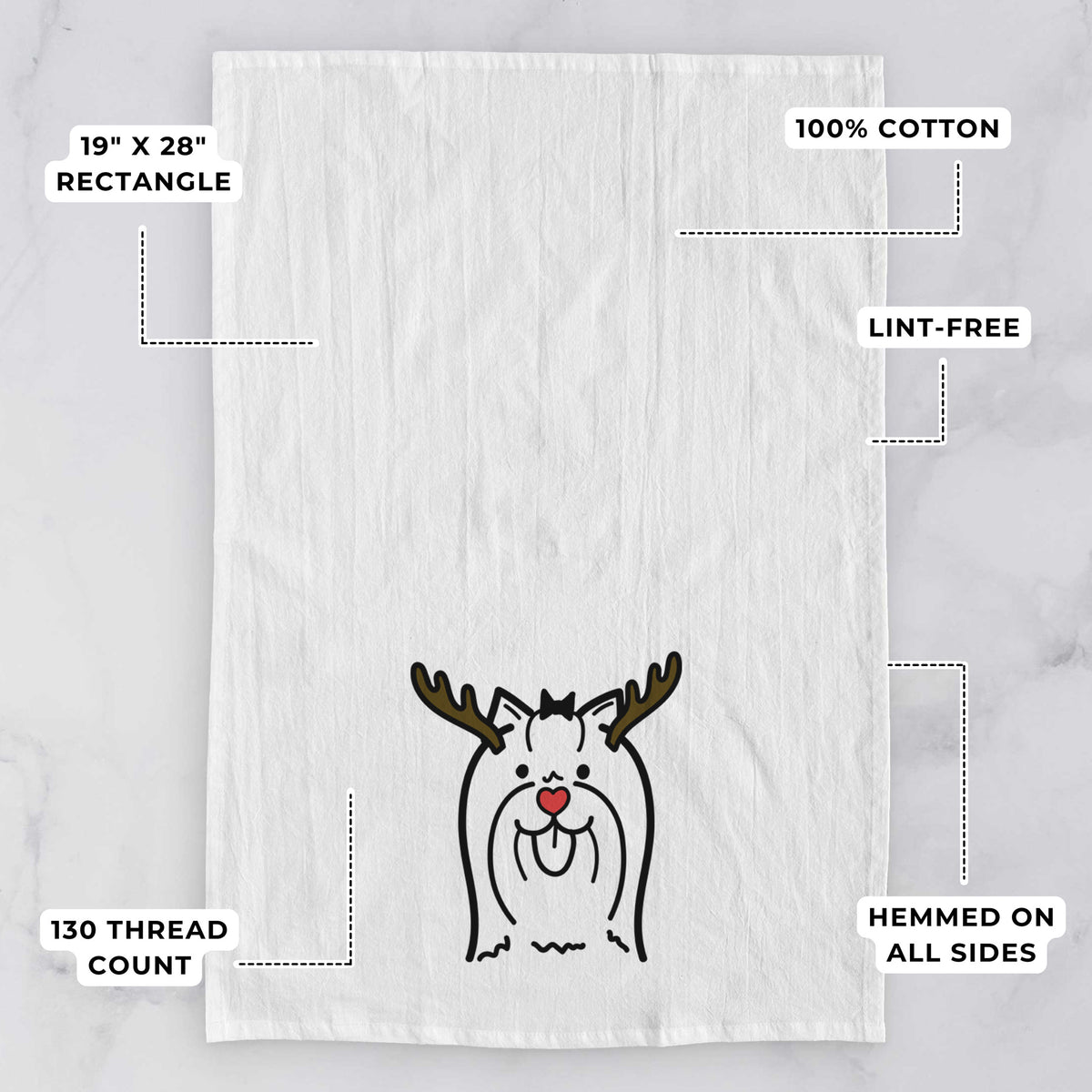 Red Nose Yorkshire Terrier - Tea Towel