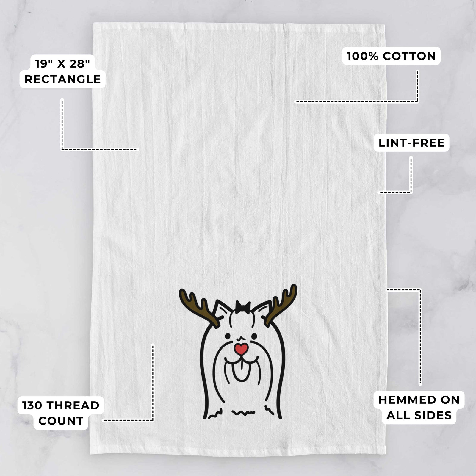 Red Nose Yorkshire Terrier - Tea Towel