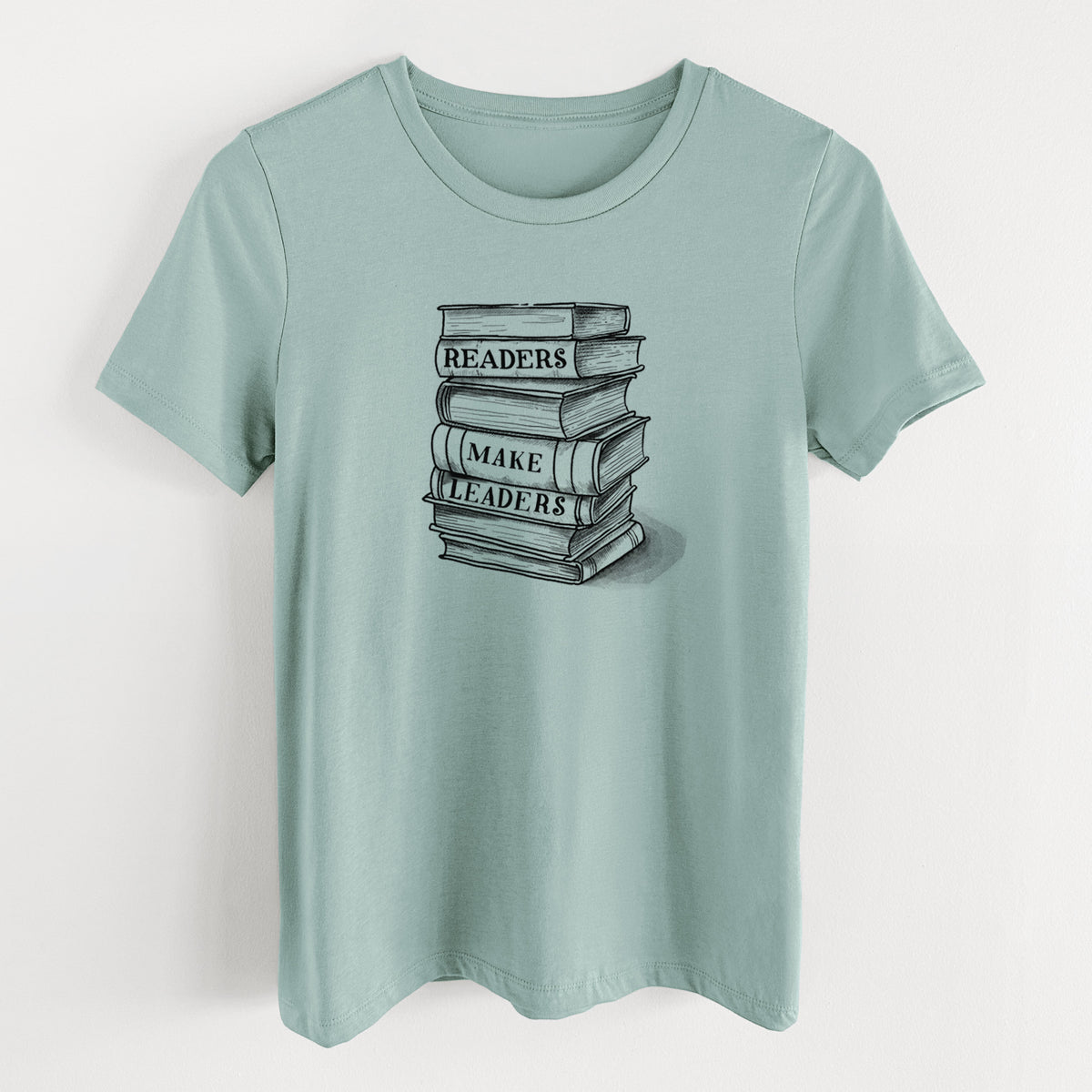 Readers Make Leaders Book Stack - Women's Lightweight Relaxed Fit 100% Cotton Crewneck