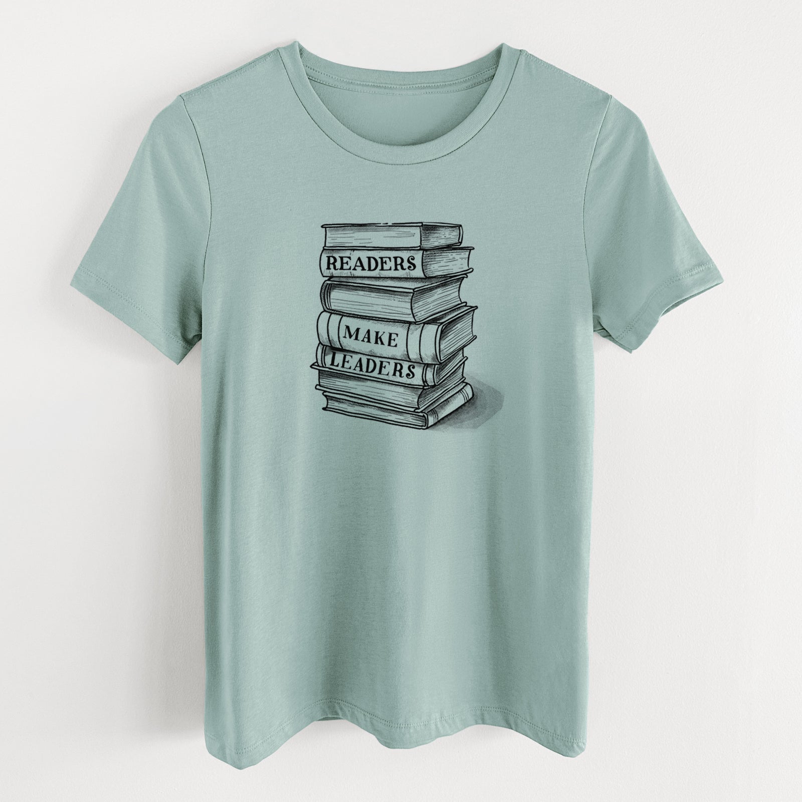Readers Make Leaders Book Stack - Women's Lightweight Relaxed Fit 100% Cotton Crewneck