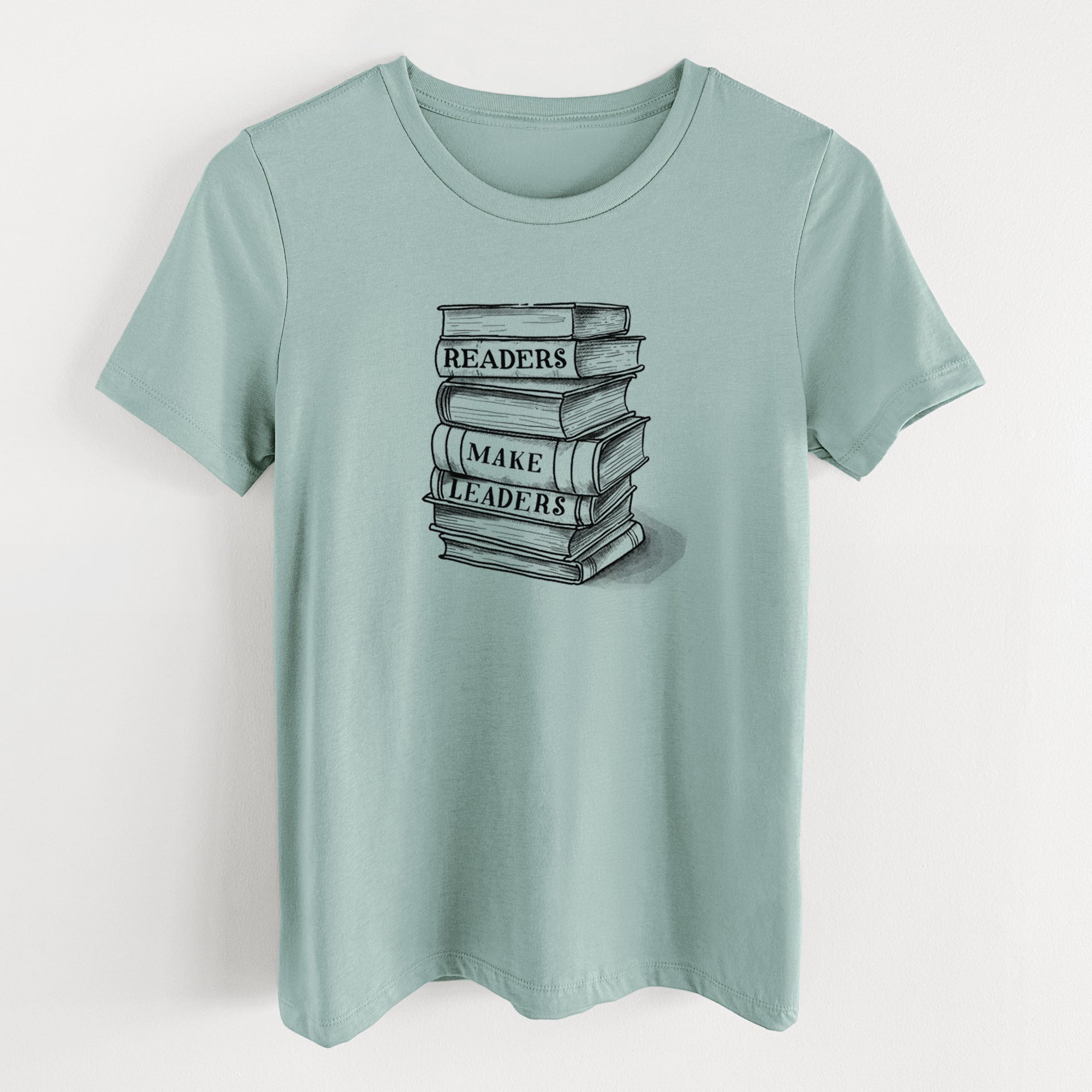 Readers Make Leaders Book Stack - Women's Lightweight Relaxed Fit 100% Cotton Crewneck