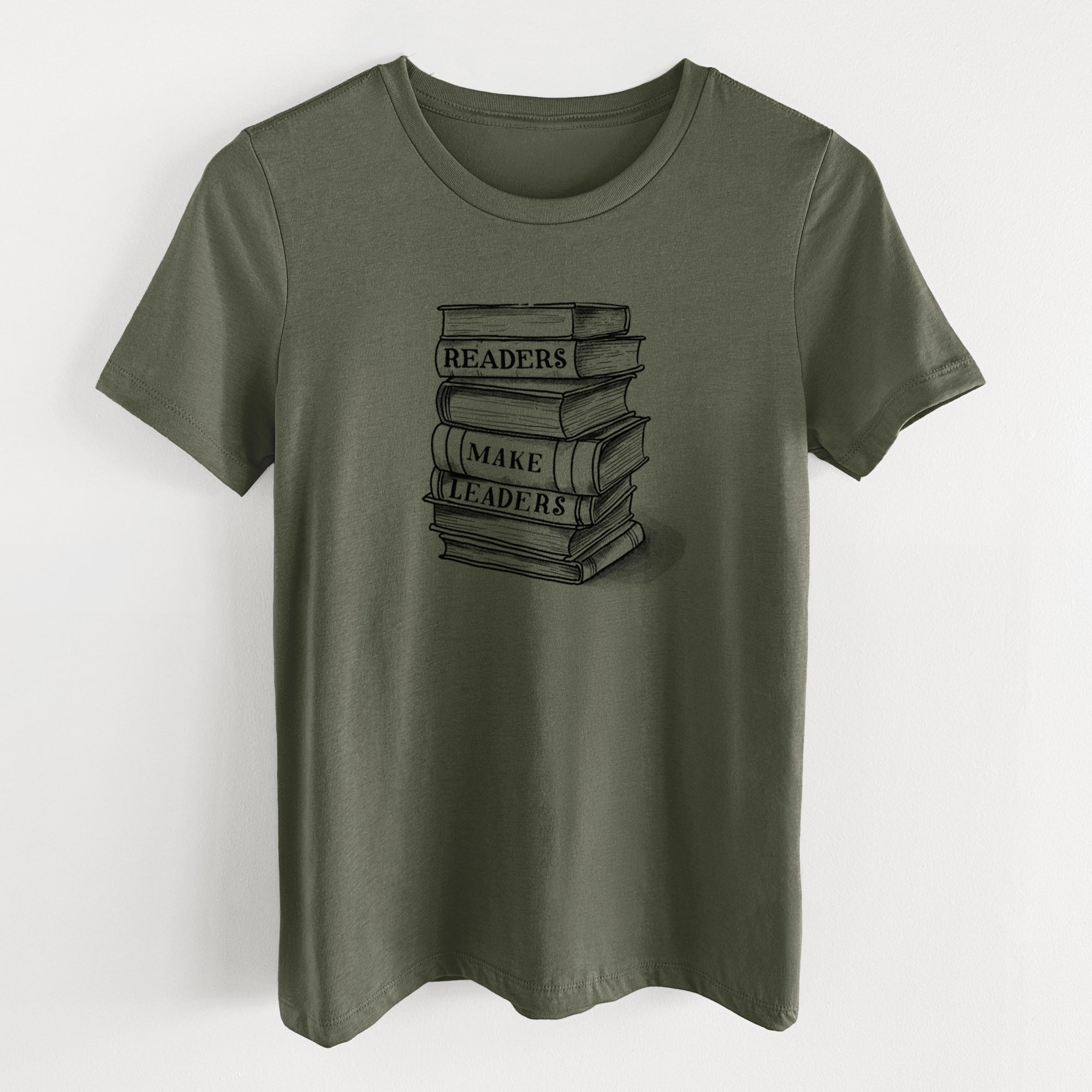Readers Make Leaders Book Stack - Women's Lightweight Relaxed Fit 100% Cotton Crewneck