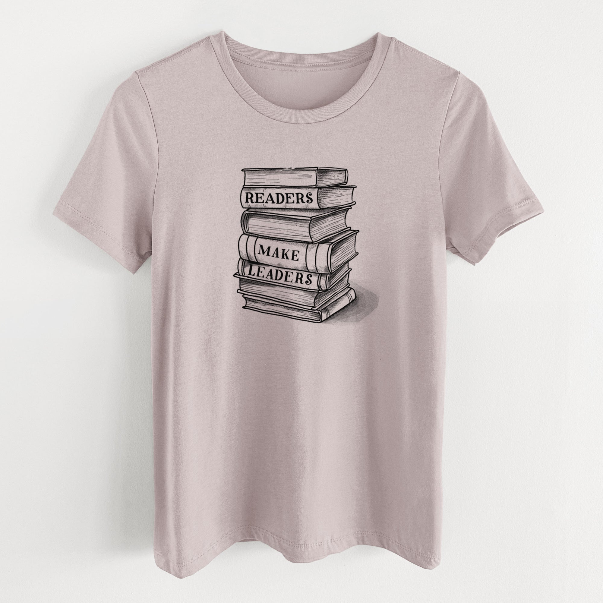 Readers Make Leaders Book Stack - Women's Lightweight Relaxed Fit 100% Cotton Crewneck