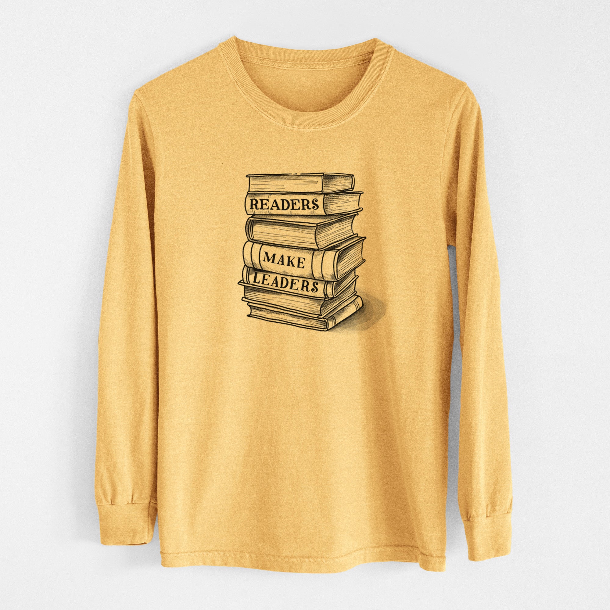 Readers Make Leaders Book Stack - Men's Heavyweight 100% Cotton Long Sleeve