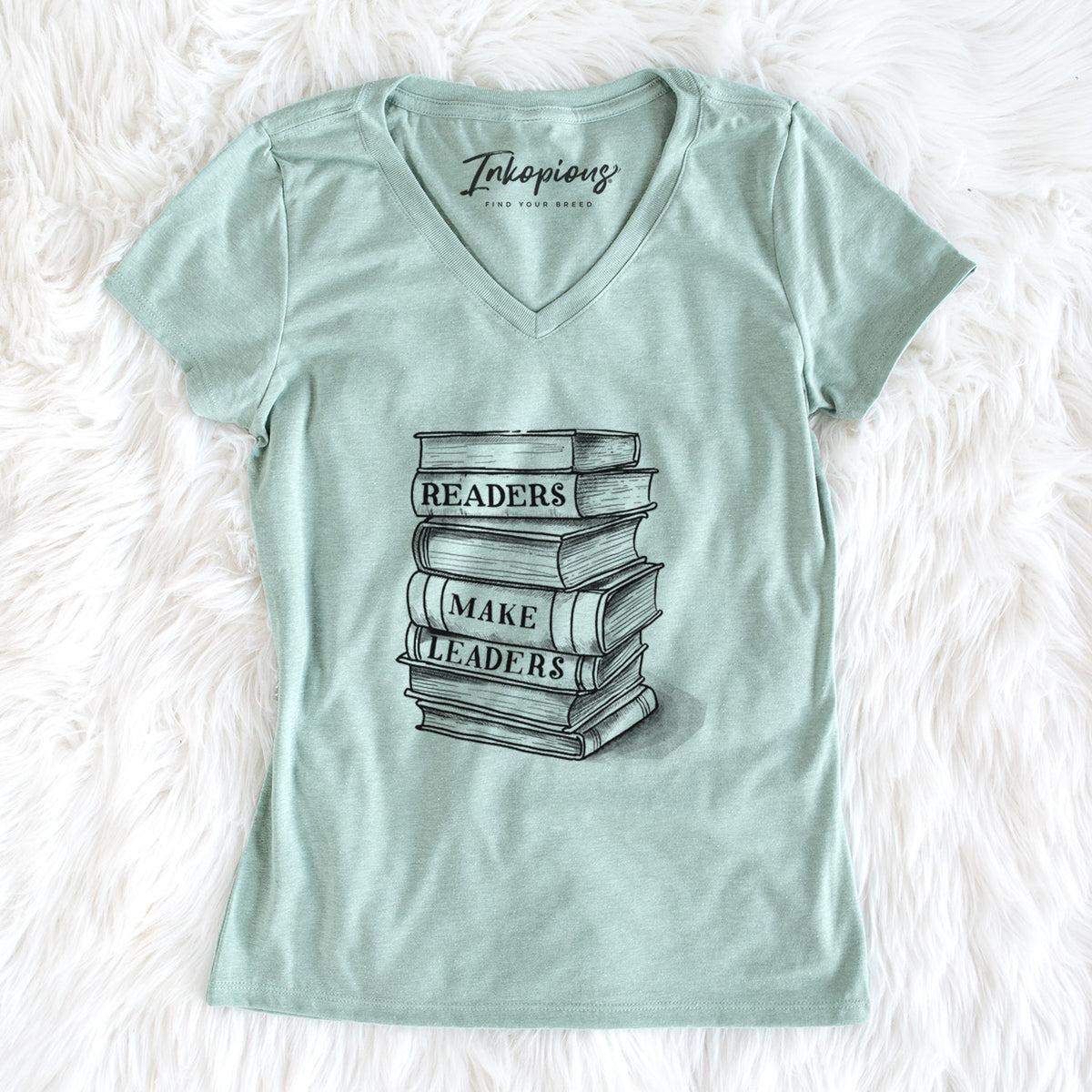 Readers Make Leaders Book Stack - Women's Perfect V-neck Shirt