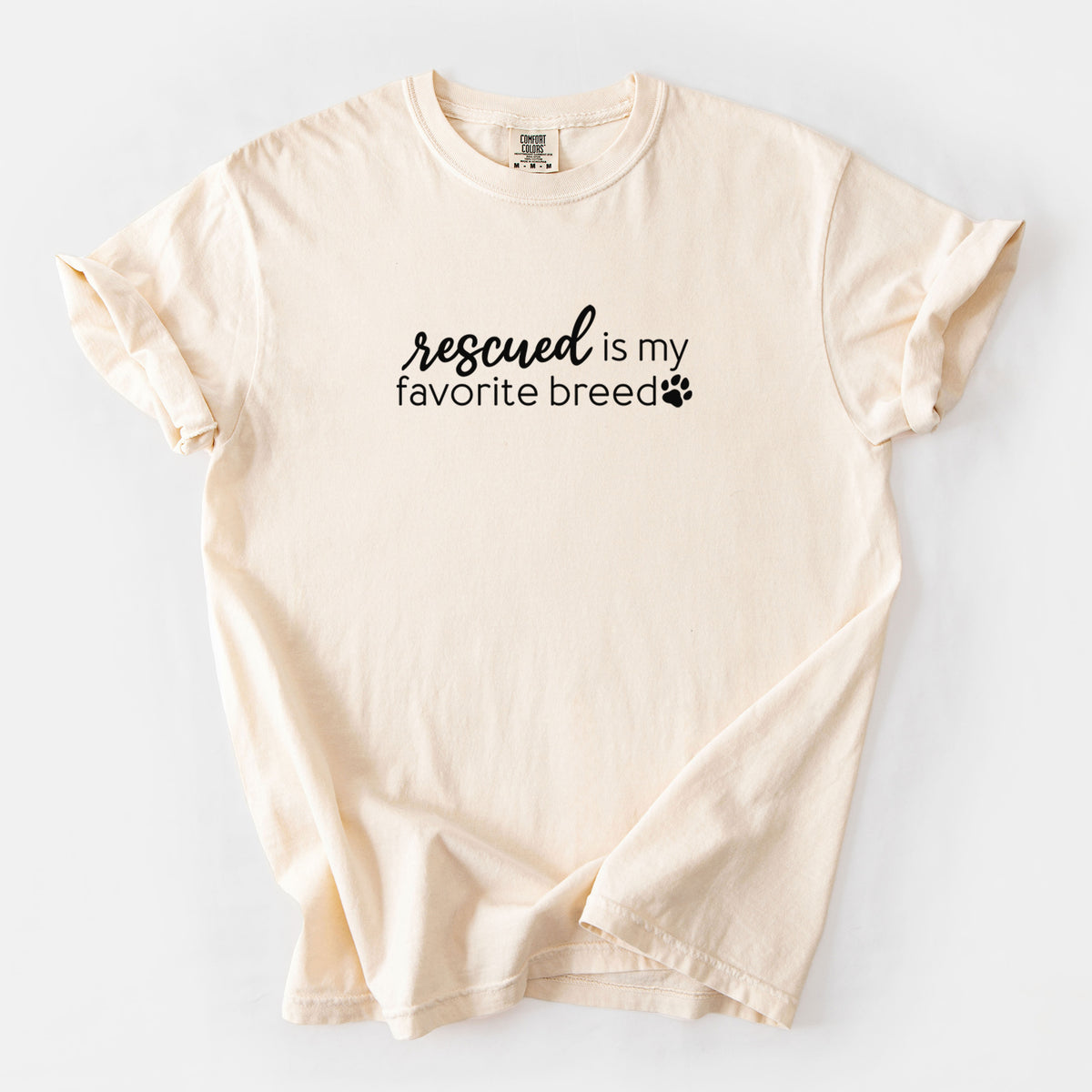 Rescued is My Favorite Breed - Unisex Comfort Colors Garment-Dyed Heavyweight T-shirt in Ivory