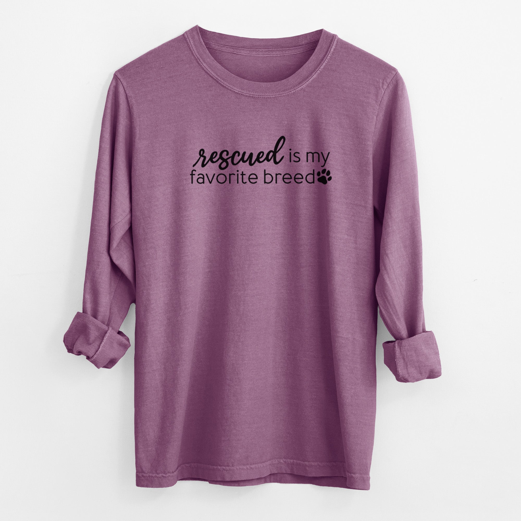 Rescued is My Favorite Breed - Men's Heavyweight 100% Cotton Long Sleeve