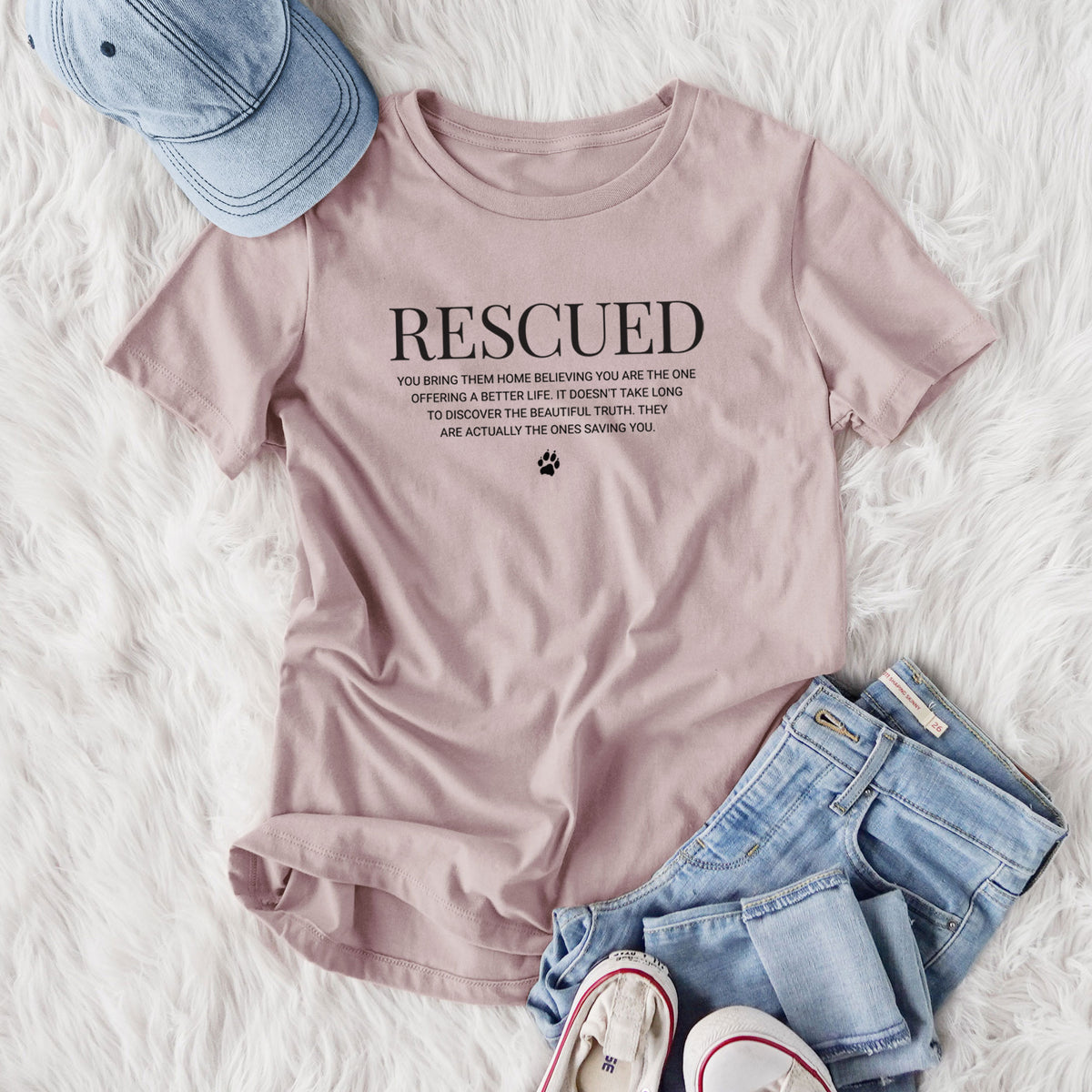 Rescued - They're the Ones Saving You - Women's Lightweight Relaxed Fit 100% Cotton Crewneck