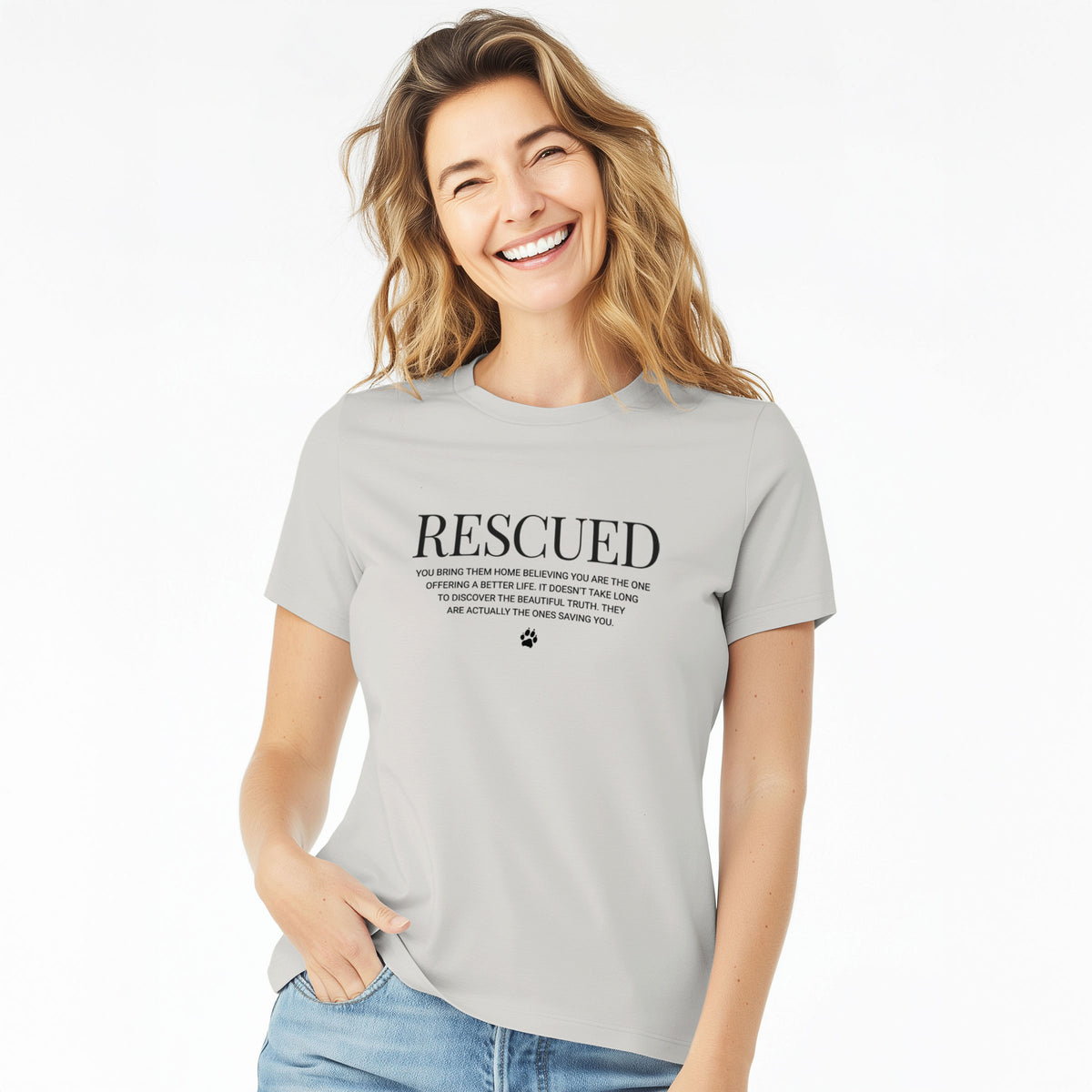 Rescued - They're the Ones Saving You - Women's Lightweight Relaxed Fit 100% Cotton Crewneck