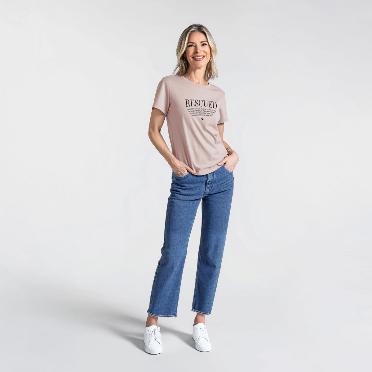 Rescued - They're the Ones Saving You - Women's Lightweight Relaxed Fit 100% Cotton Crewneck