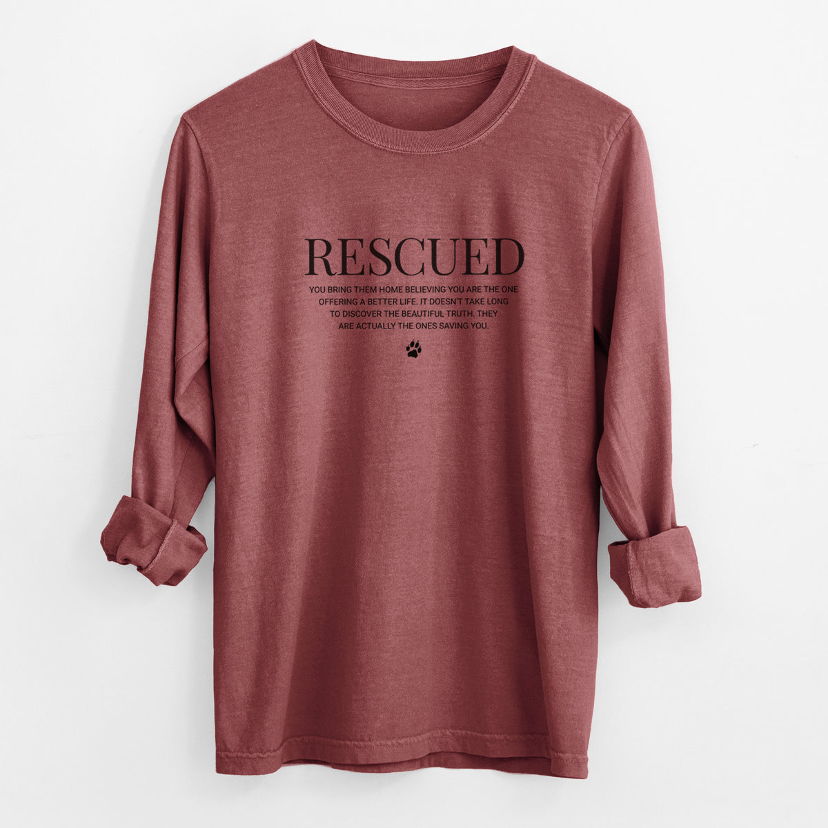 Rescued - They're the Ones Saving You - Men's Heavyweight 100% Cotton Long Sleeve