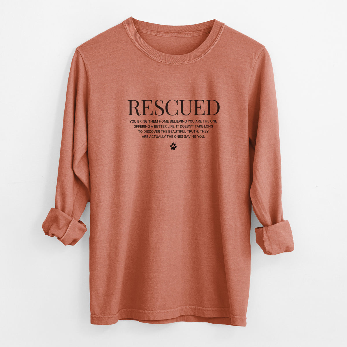 Rescued - They're the Ones Saving You - Men's Heavyweight 100% Cotton Long Sleeve
