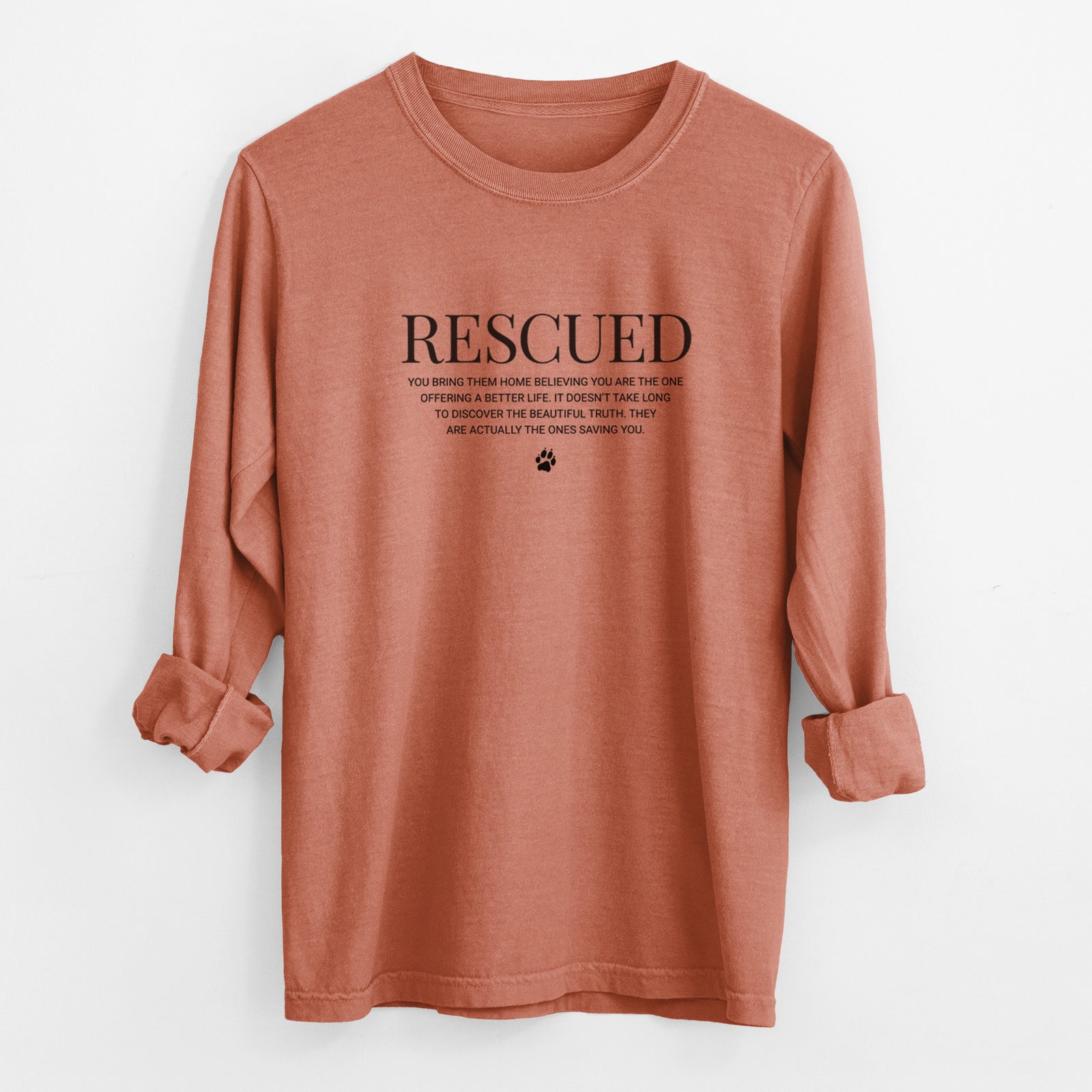 Rescued - They're the Ones Saving You - Men's Heavyweight 100% Cotton Long Sleeve