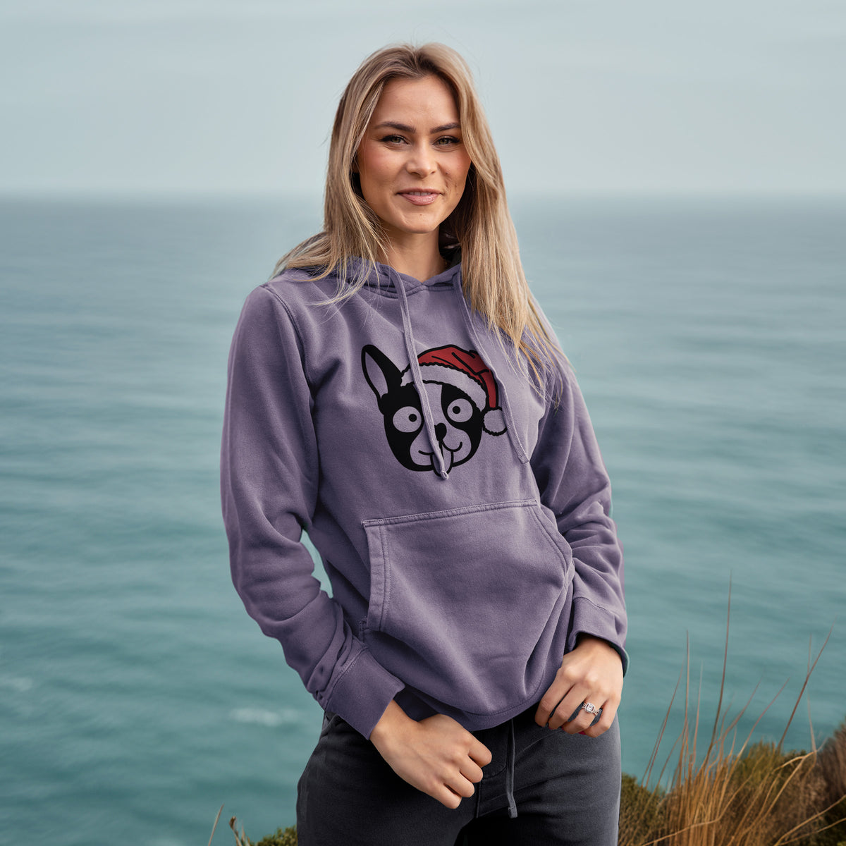 Jolly Boston Terrier - Unisex Pigment Dyed Hoodie