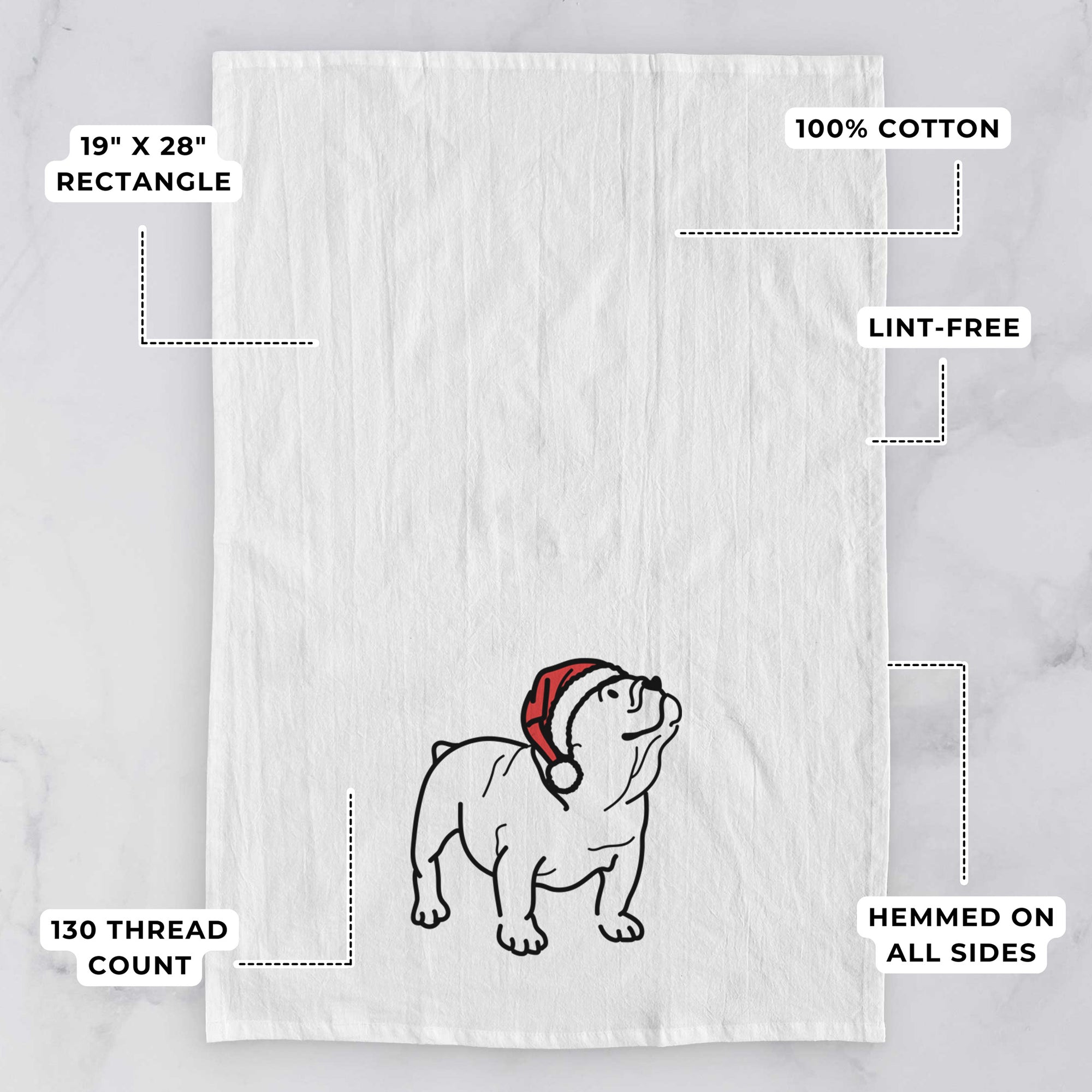 Jolly English Bulldog - Bruno - Tea Towel