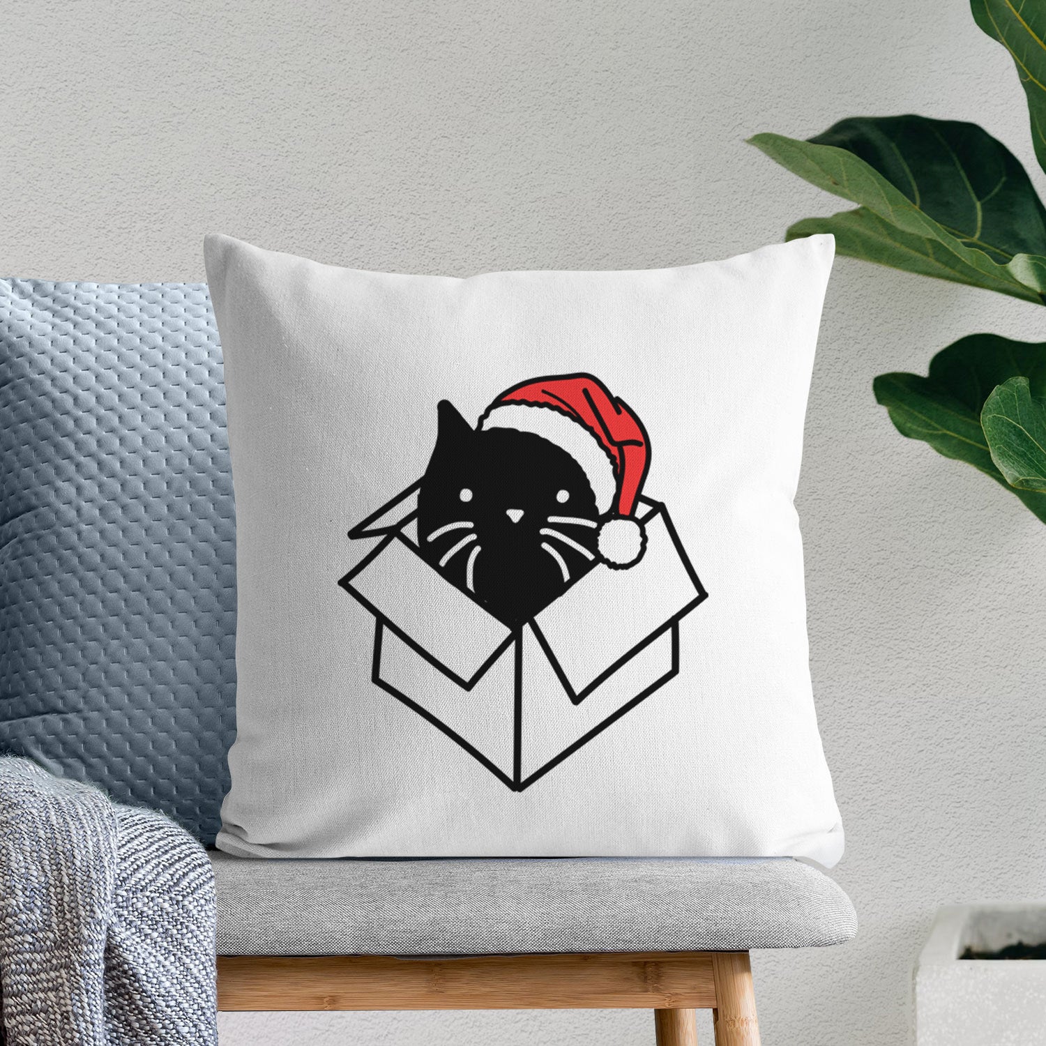 Love Always Black Cat in a Box - Doc -  Throw Pillow Cover