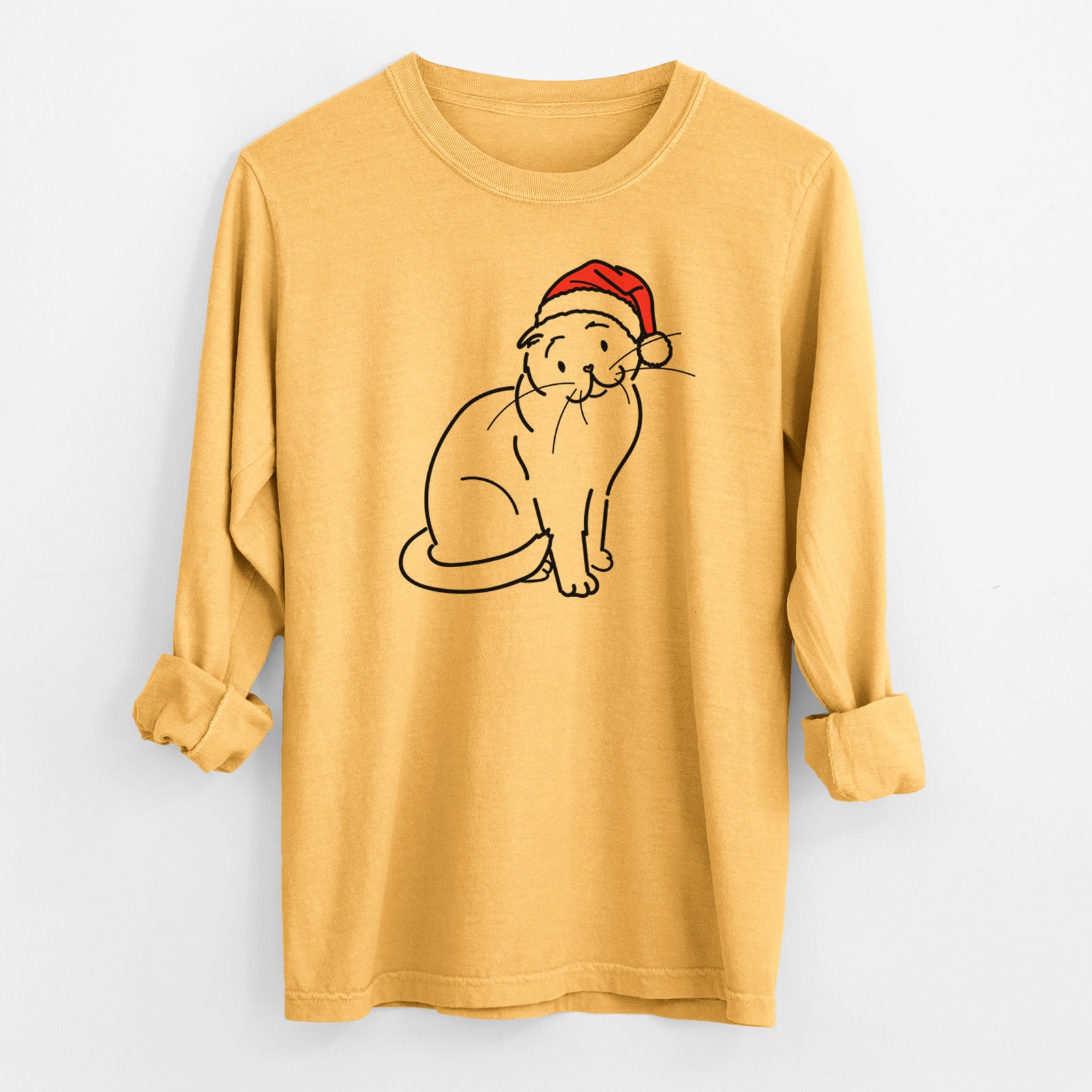 Jolly Scottish Fold Cat - Hank - Heavyweight 100% Cotton Long Sleeve