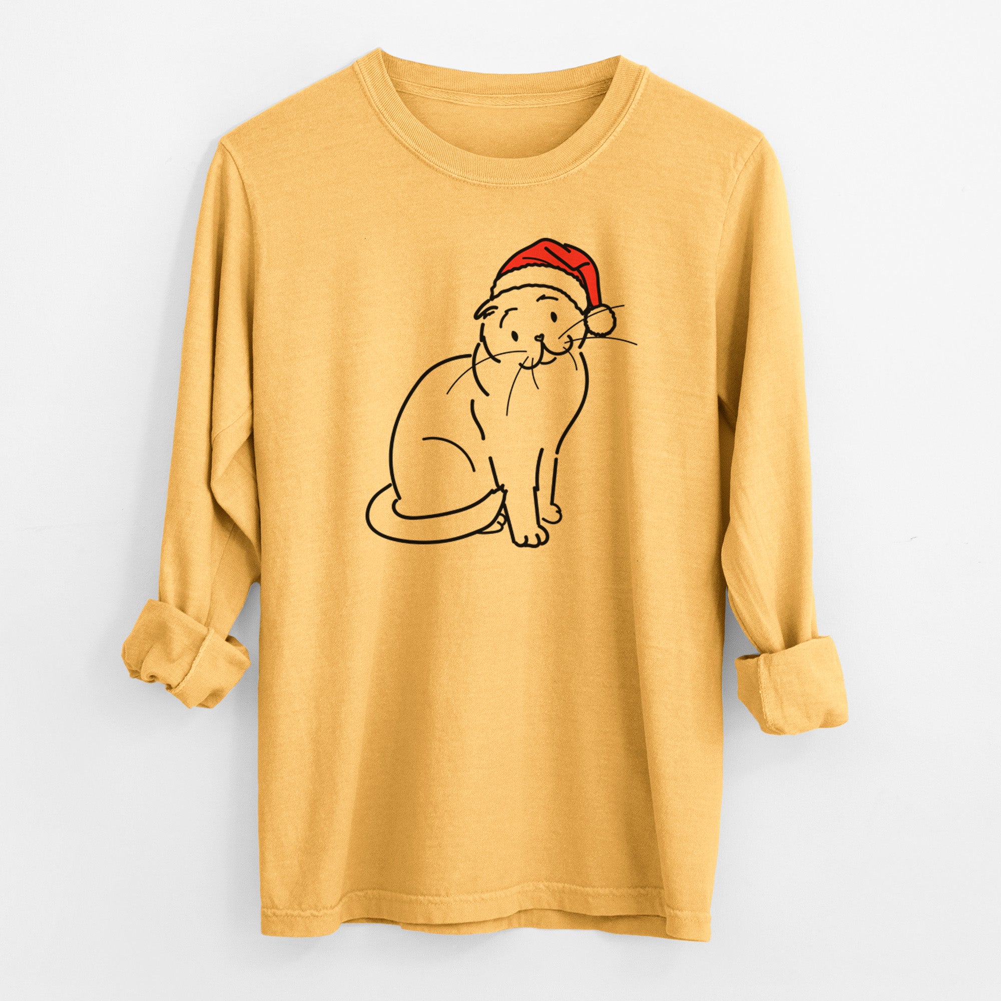 Jolly Scottish Fold Cat - Hank - Heavyweight 100% Cotton Long Sleeve