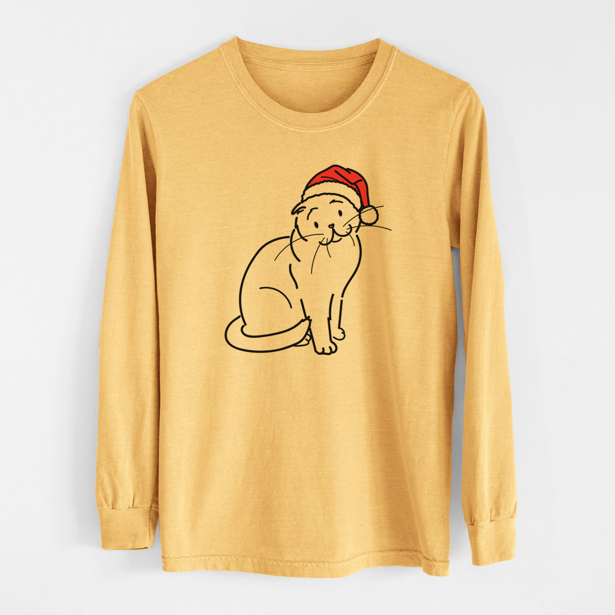 Jolly Scottish Fold Cat - Hank - Heavyweight 100% Cotton Long Sleeve