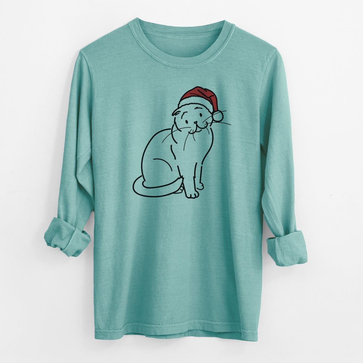 Jolly Scottish Fold Cat - Hank - Heavyweight 100% Cotton Long Sleeve