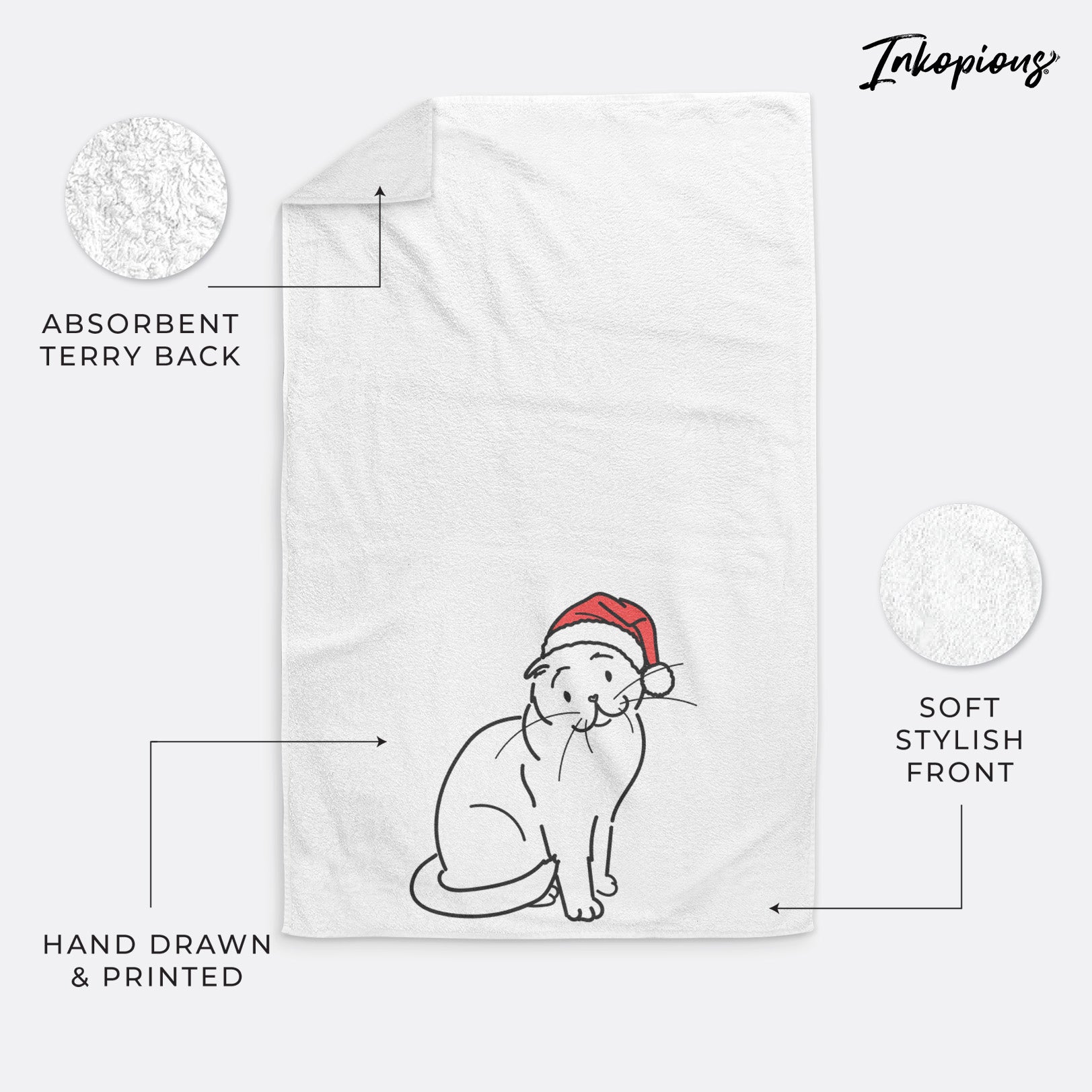 Jolly Scottish Fold Cat - Hank - Hand Towel